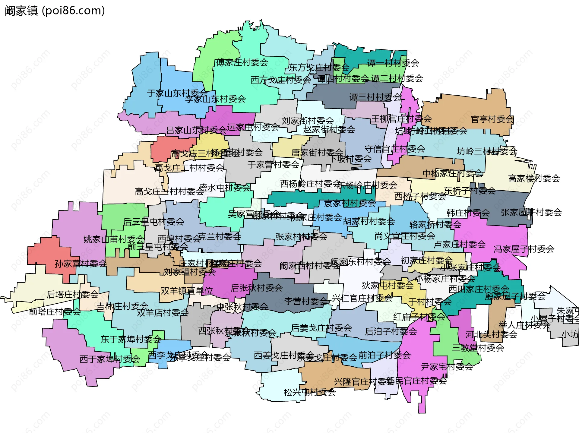 阚家镇边界地图(五级行政区划)