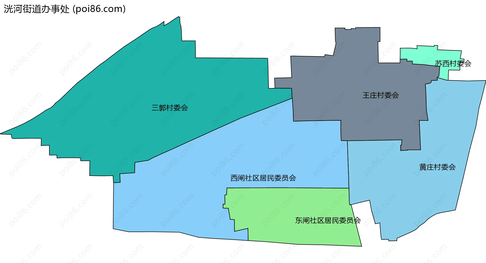 洸河街道办事处边界地图(五级行政区划)