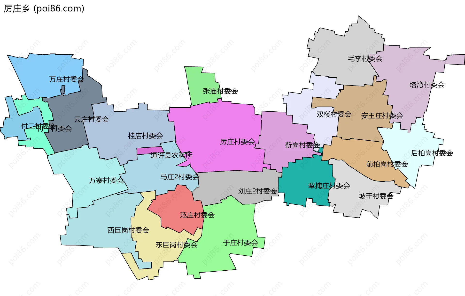 厉庄乡边界地图(五级行政区划)