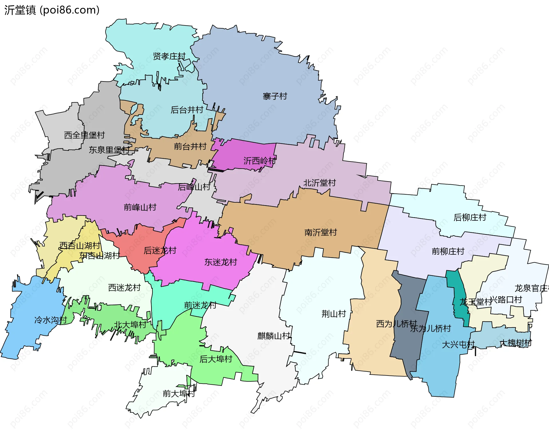 沂堂镇边界地图(五级行政区划)