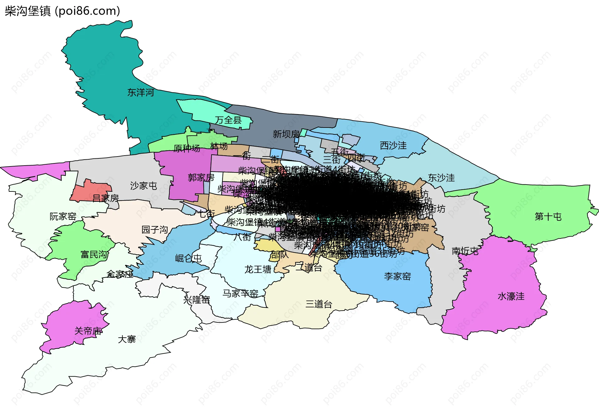 柴沟堡镇边界地图(五级行政区划)