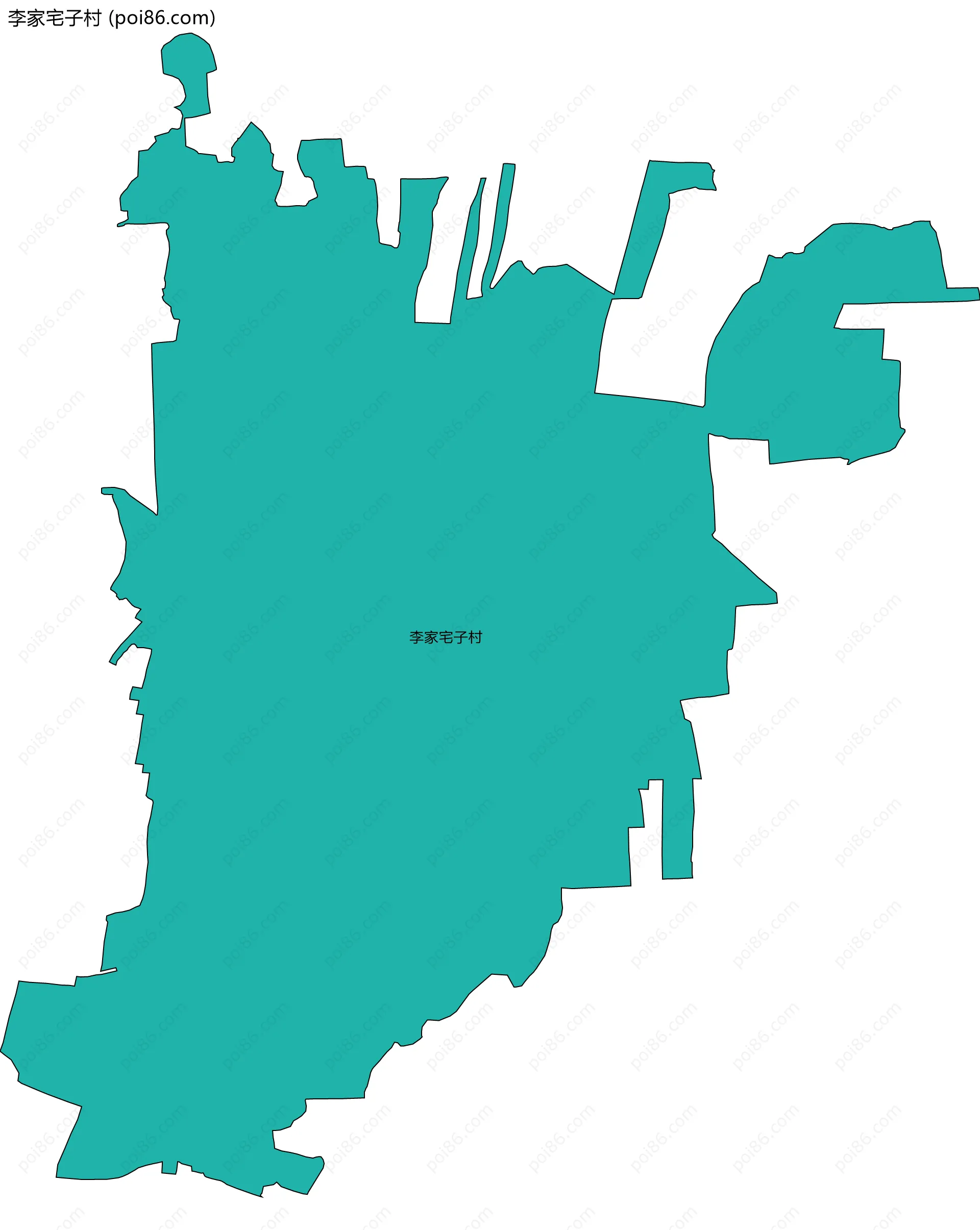 李家宅子村边界地图