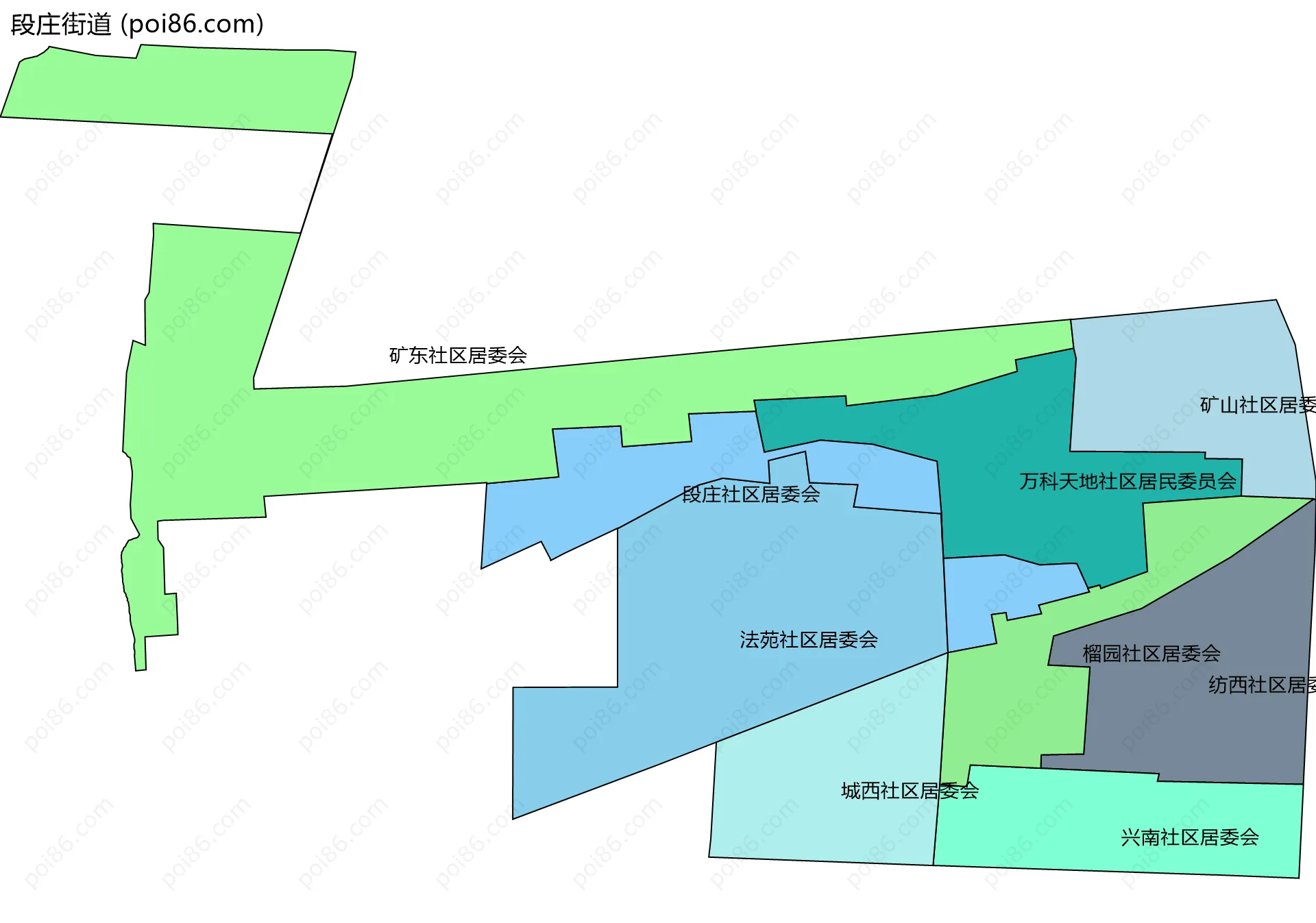 段庄街道边界地图(五级行政区划)