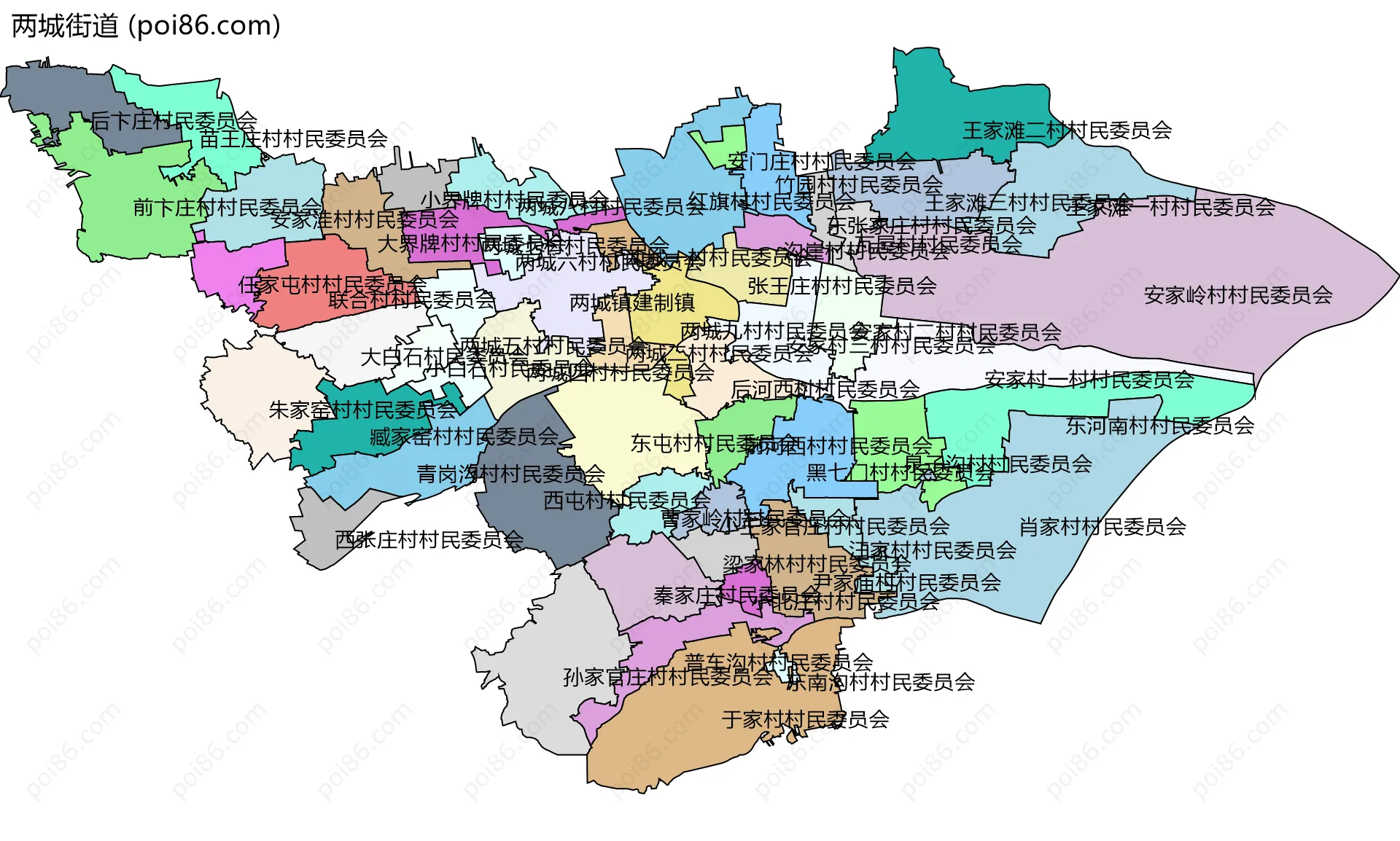 两城街道边界地图(五级行政区划)