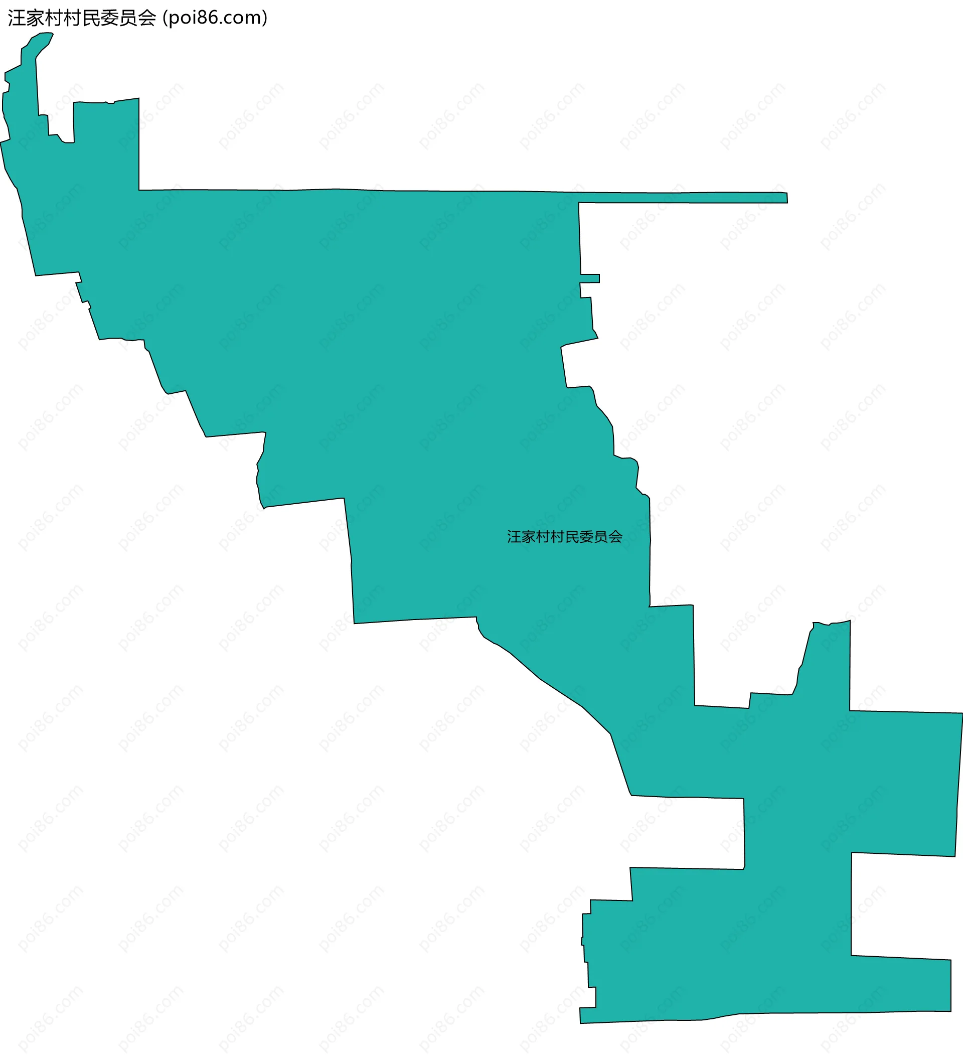 汪家村村民委员会边界地图