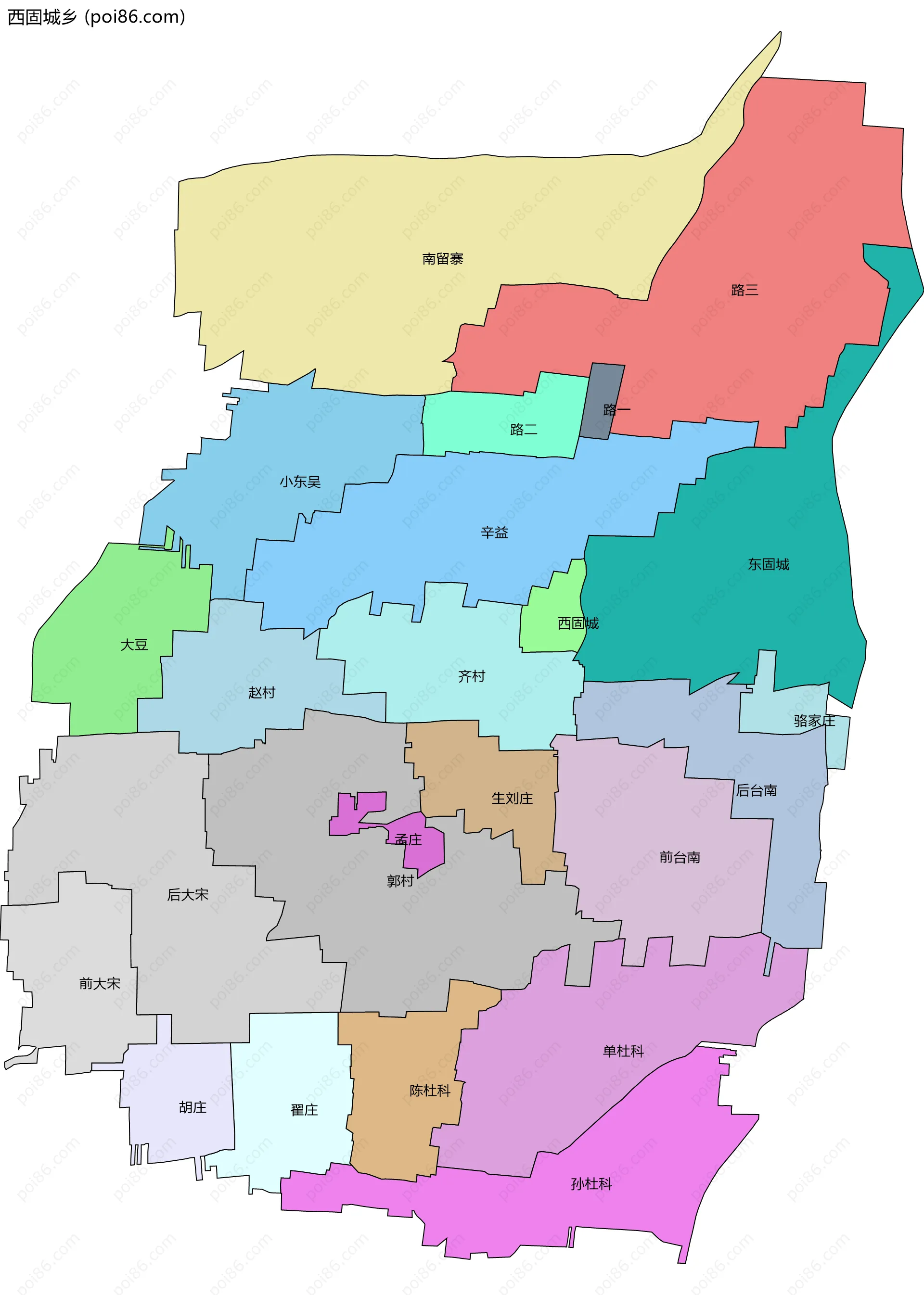 西固城乡边界地图(五级行政区划)