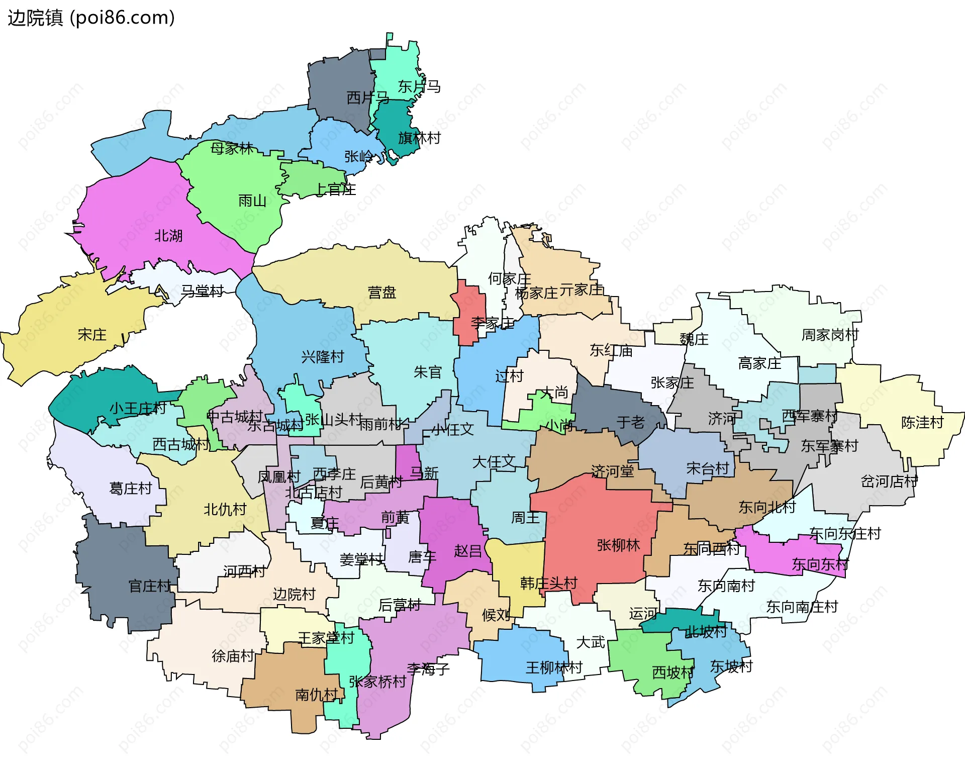 边院镇边界地图(五级行政区划)