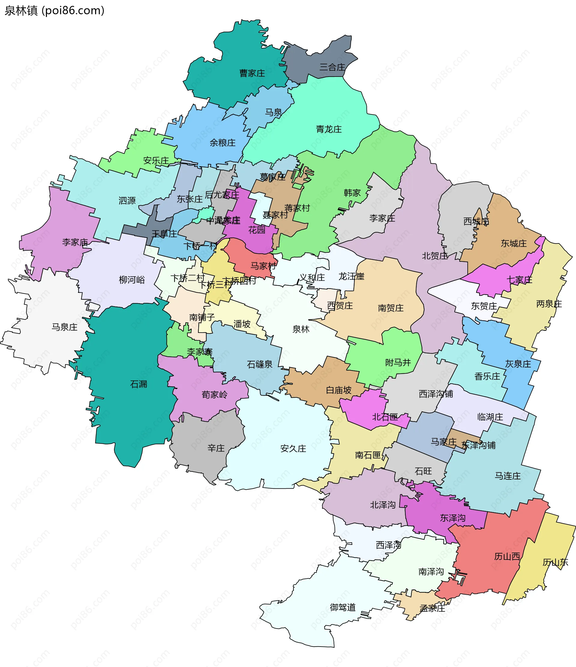 泉林镇边界地图(五级行政区划)