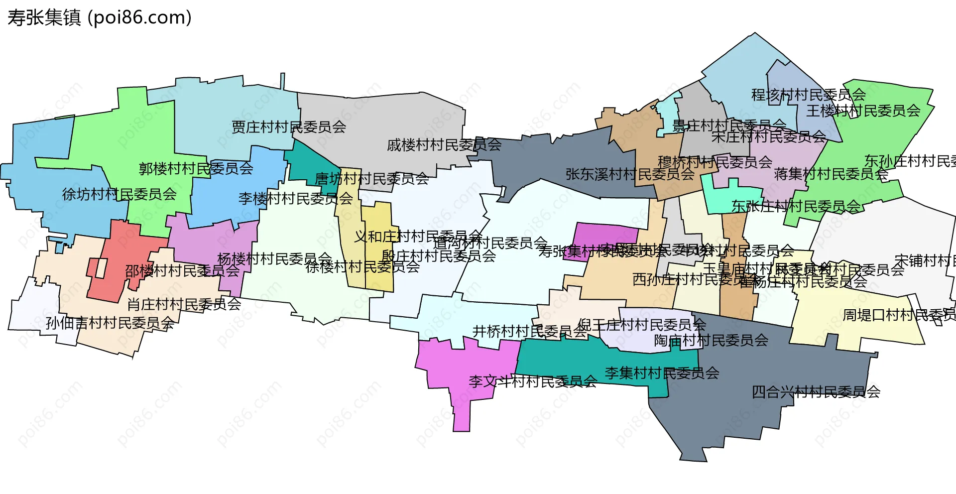 寿张集镇边界地图(五级行政区划)