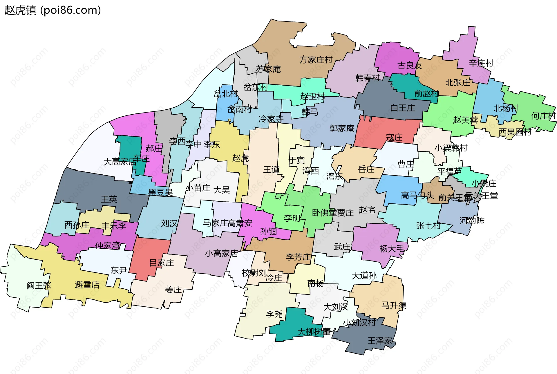 赵虎镇边界地图(五级行政区划)