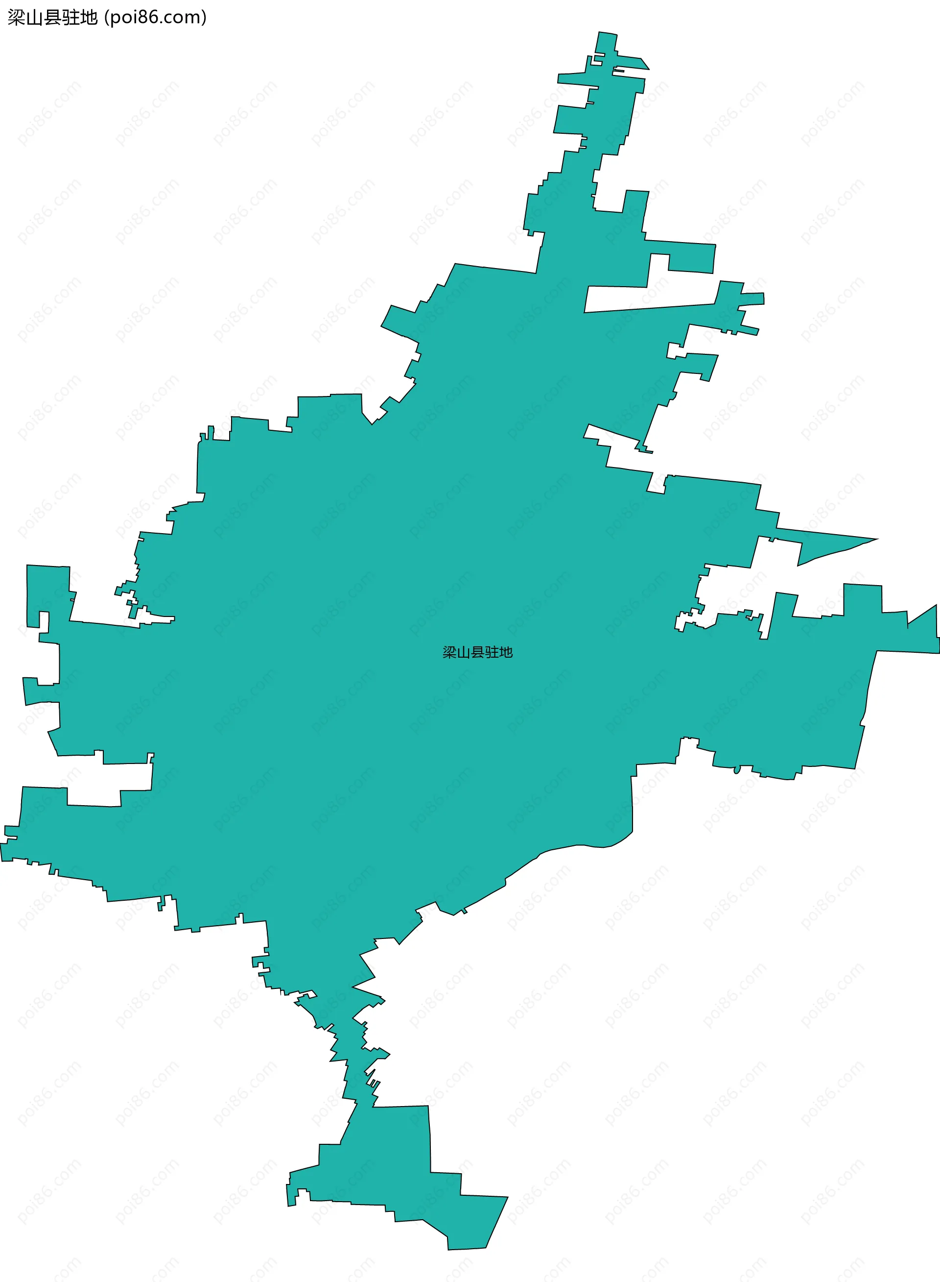 梁山县驻地边界地图