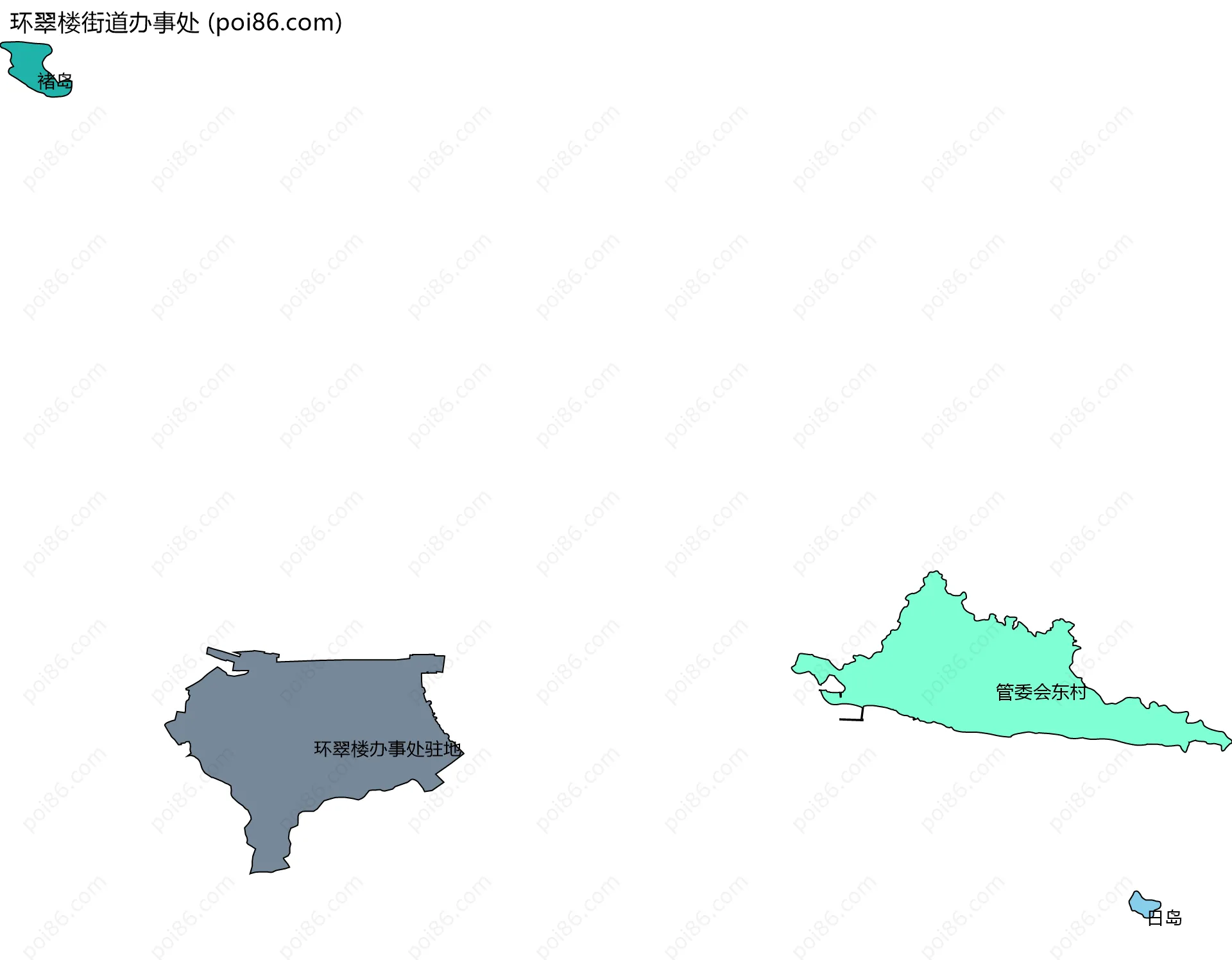 环翠楼街道办事处边界地图(五级行政区划)