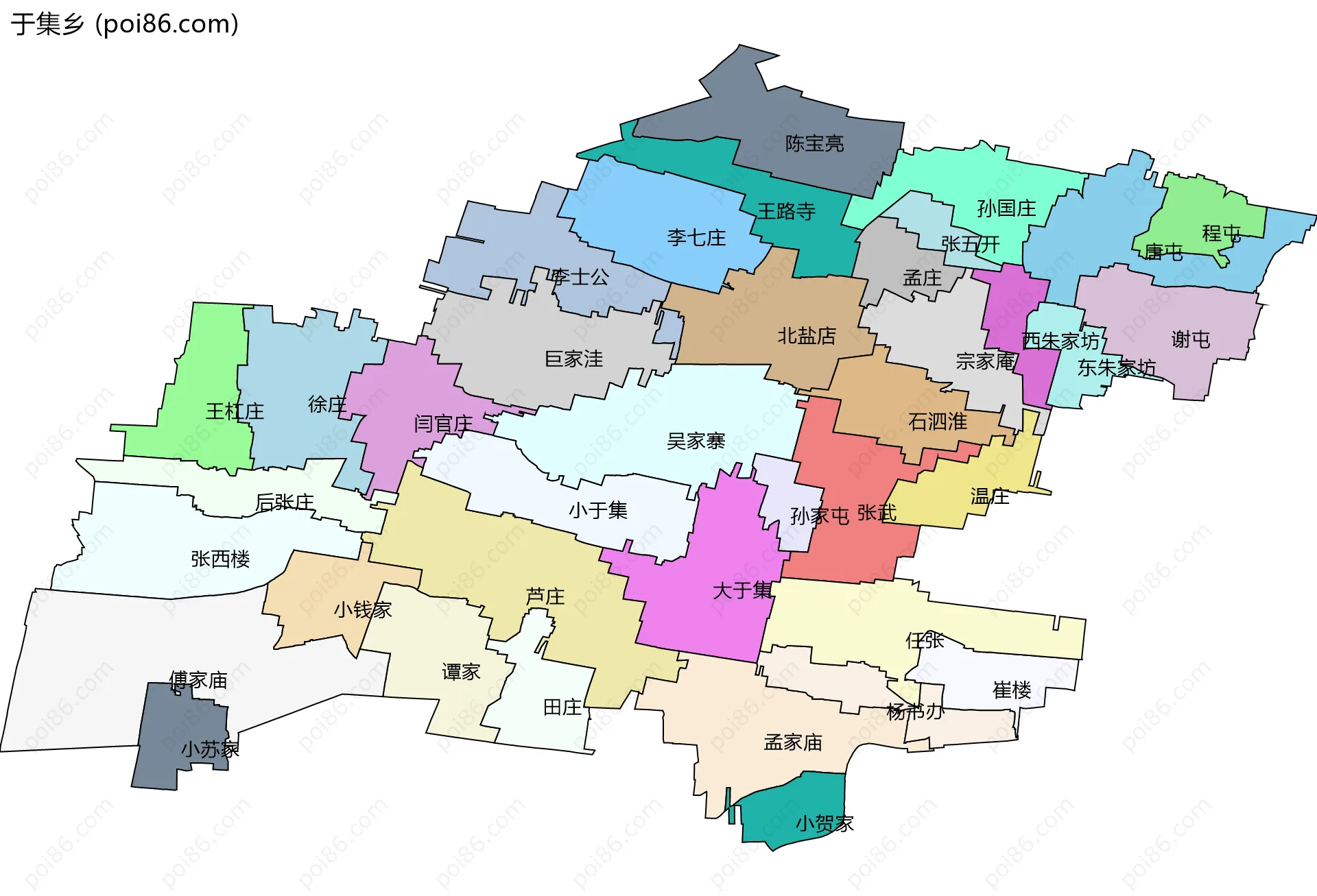 于集乡边界地图(五级行政区划)