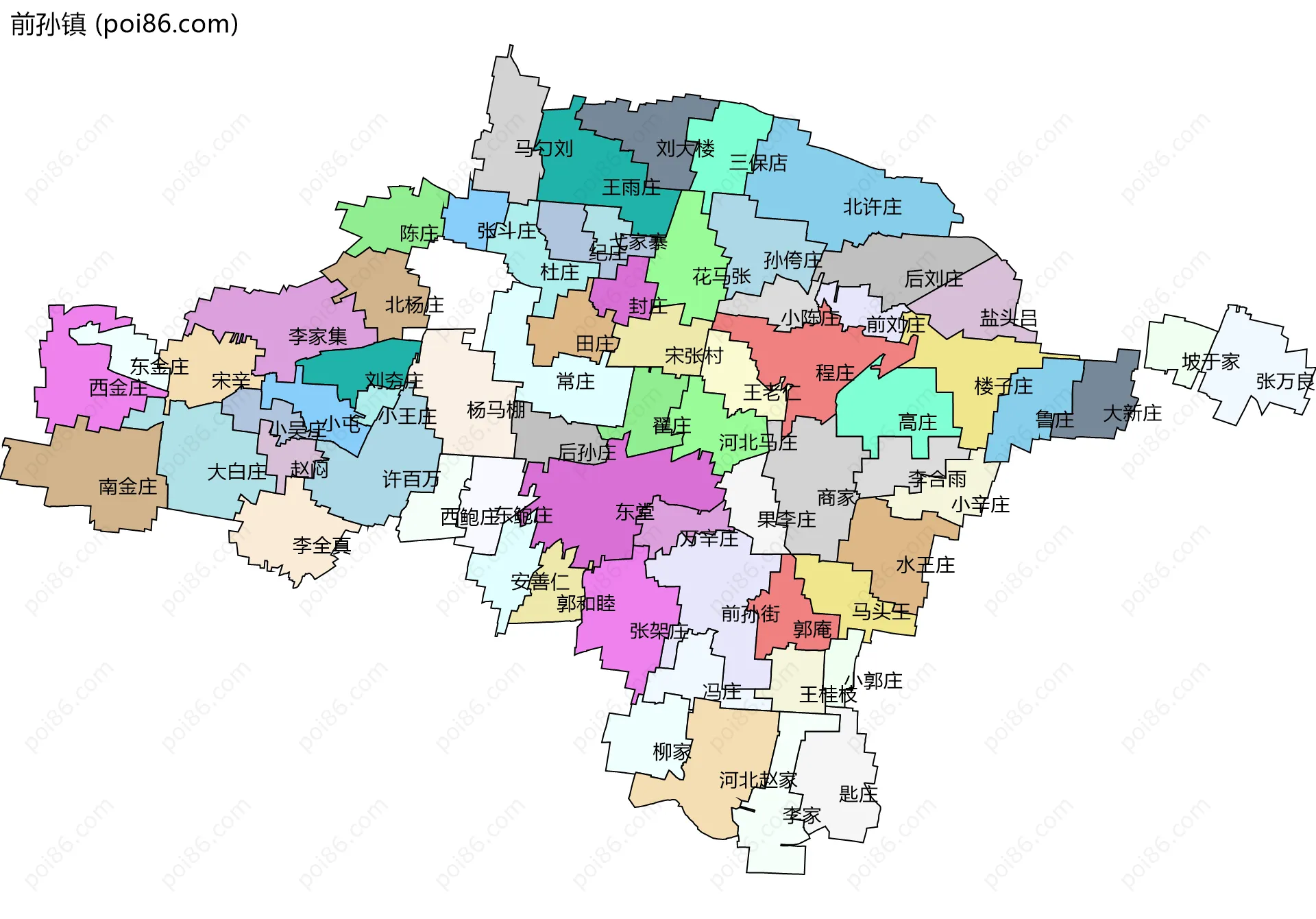 前孙镇边界地图(五级行政区划)