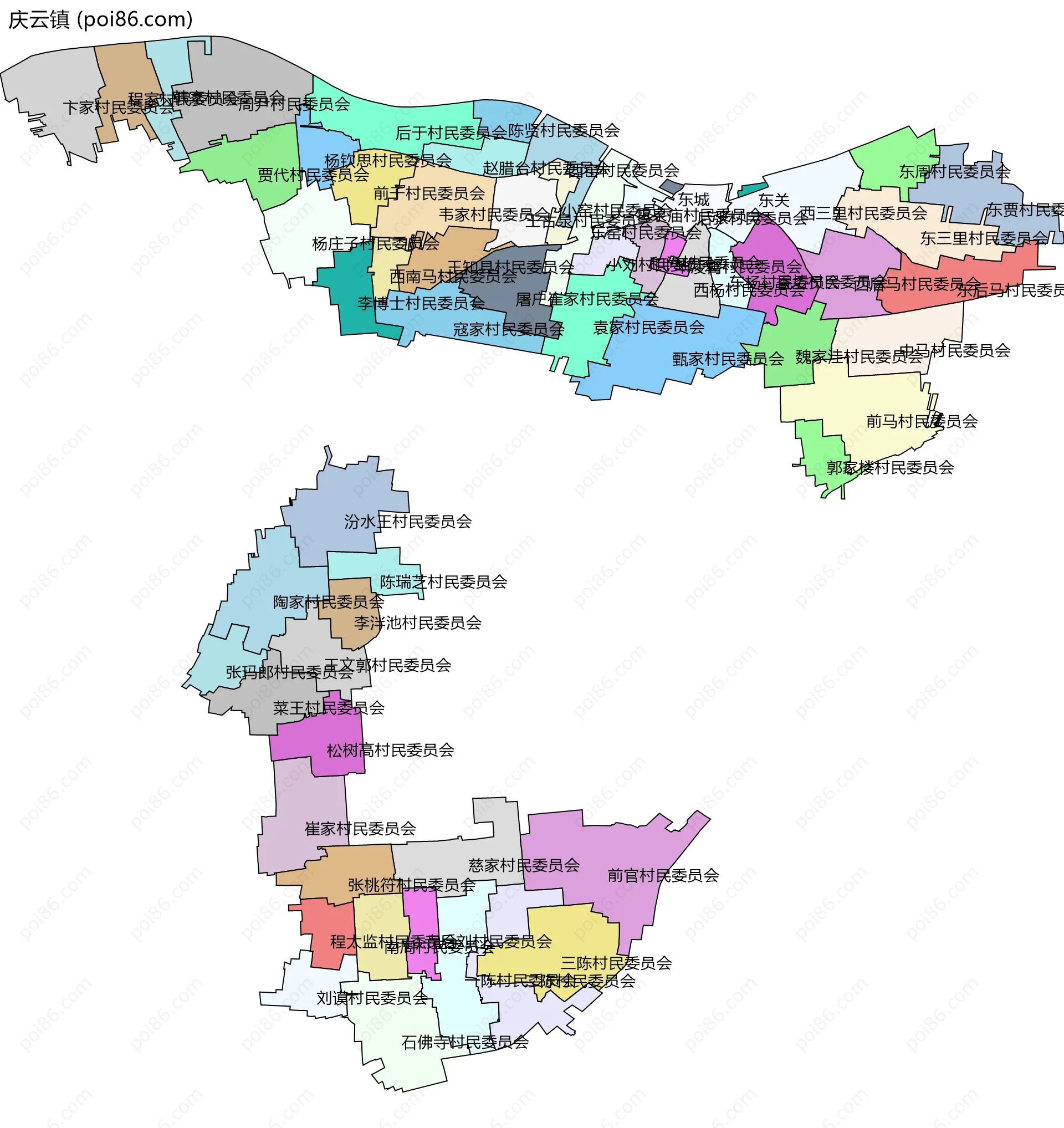 庆云镇边界地图(五级行政区划)