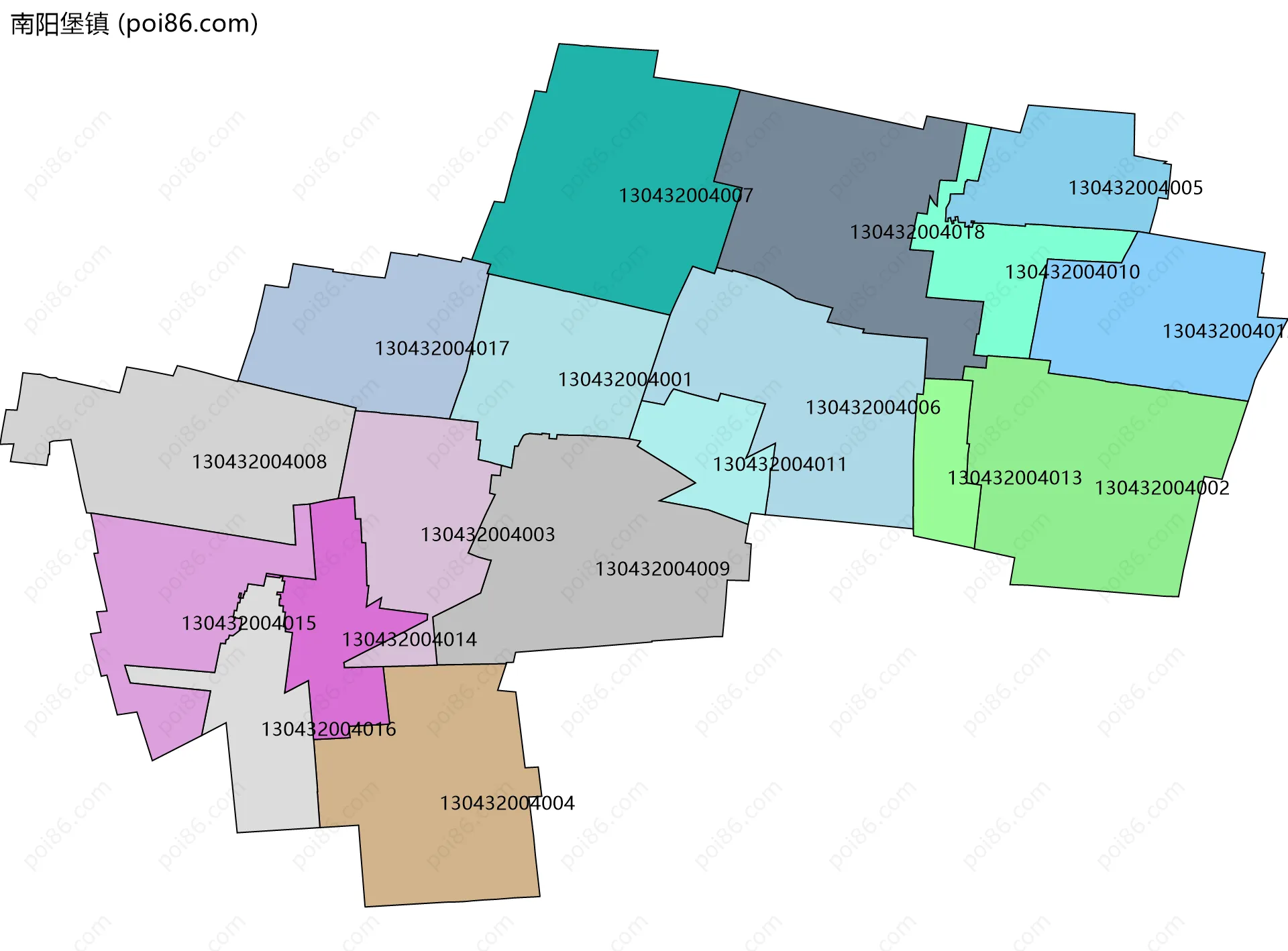 南阳堡镇边界地图(五级行政区划)