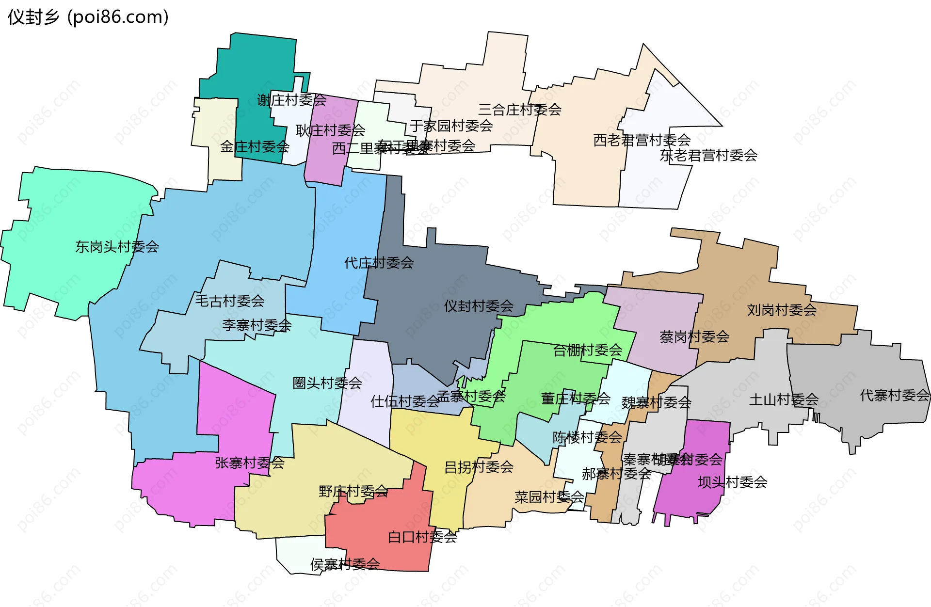 仪封乡边界地图(五级行政区划)