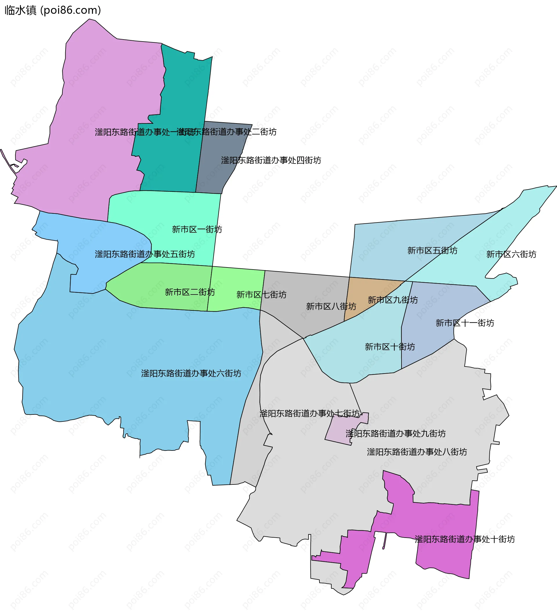 临水镇边界地图(五级行政区划)