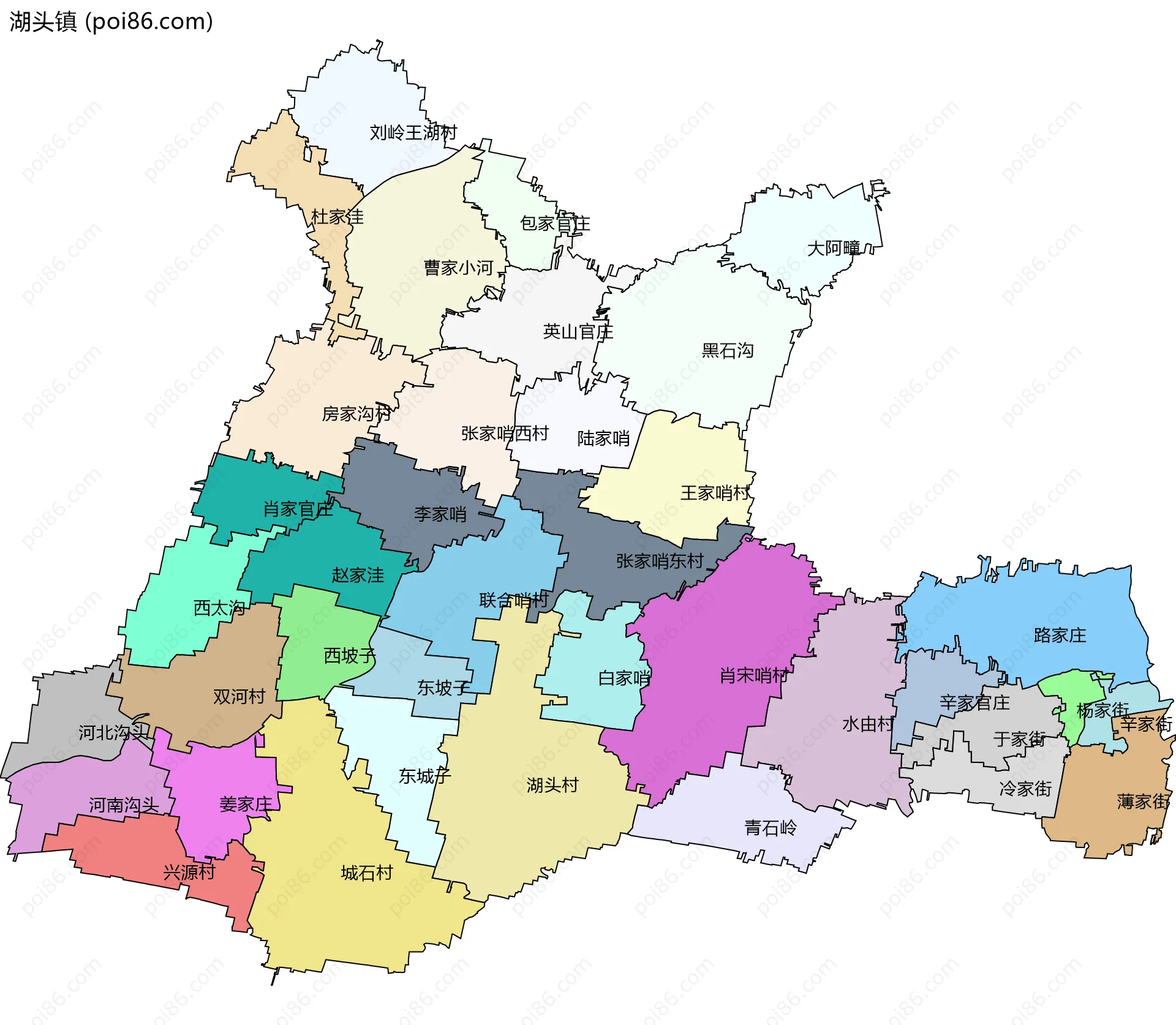 湖头镇边界地图(五级行政区划)