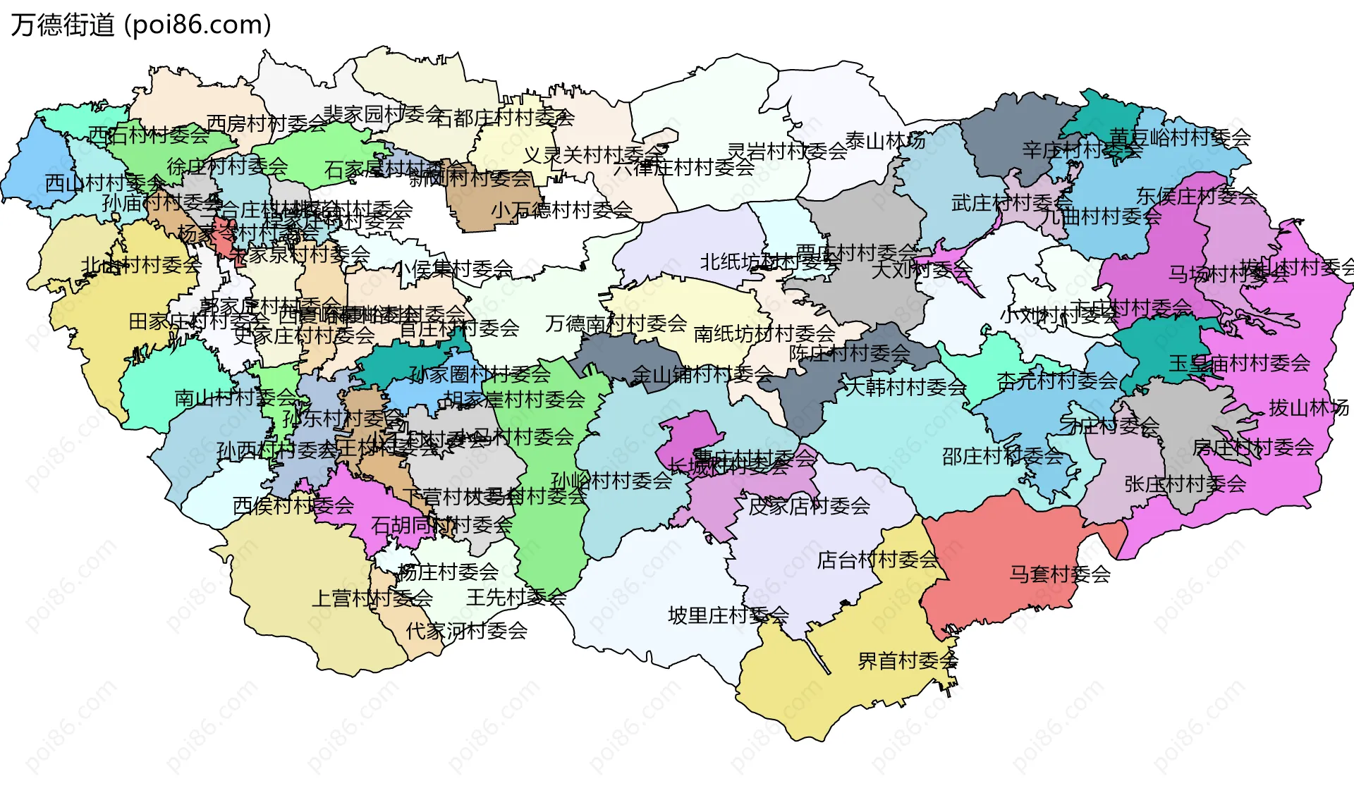 万德街道边界地图(五级行政区划)