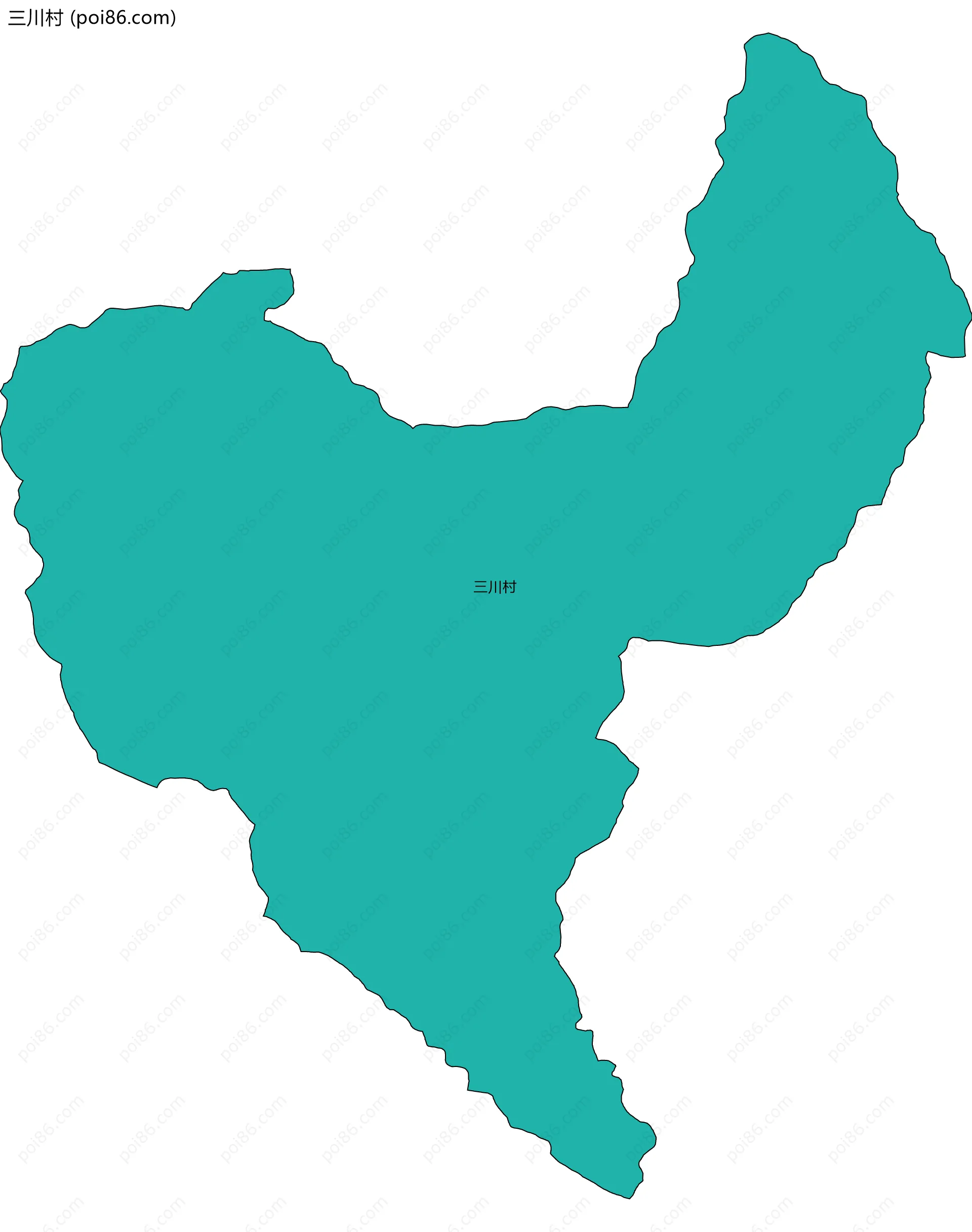 三川村边界地图