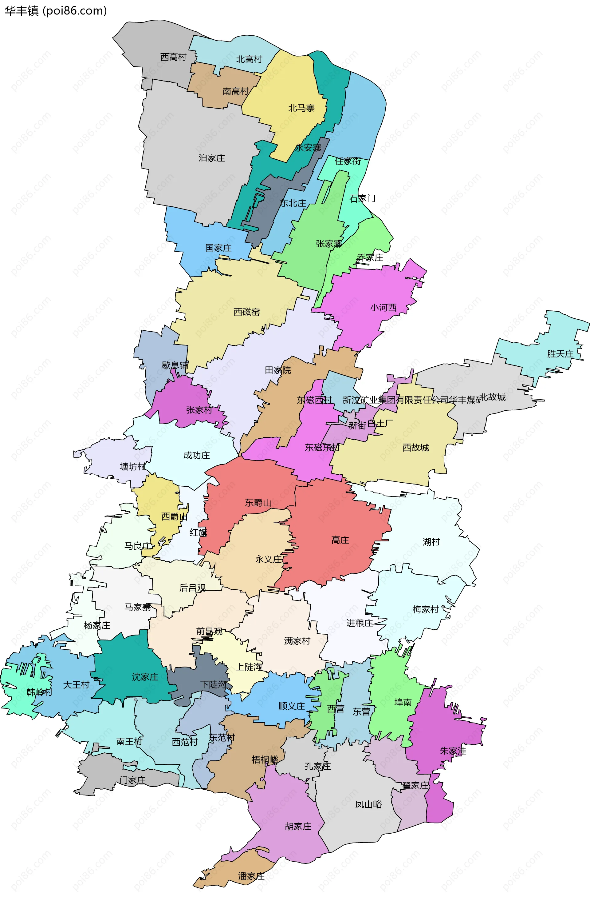 华丰镇边界地图(五级行政区划)