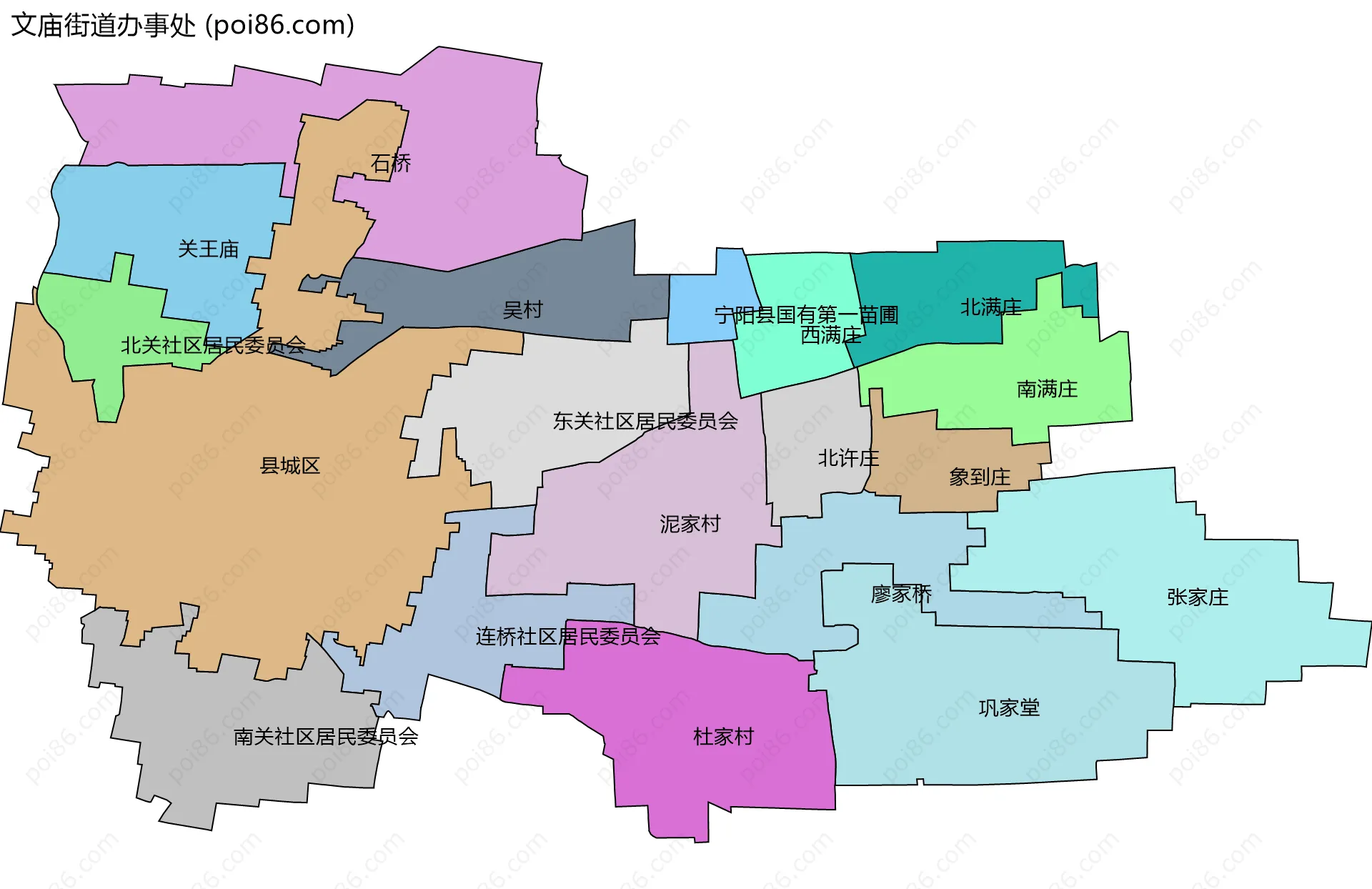文庙街道办事处边界地图(五级行政区划)