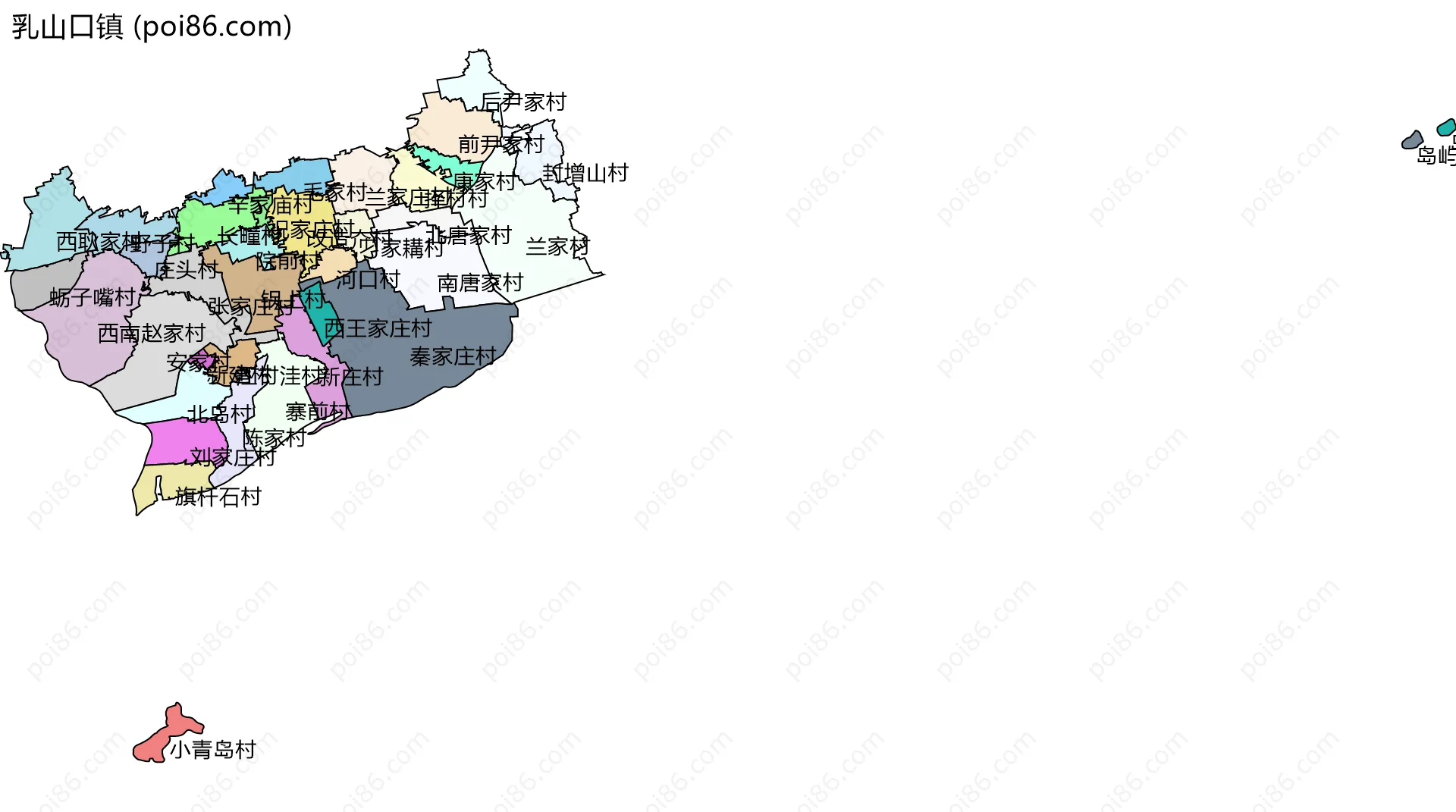 乳山口镇边界地图(五级行政区划)