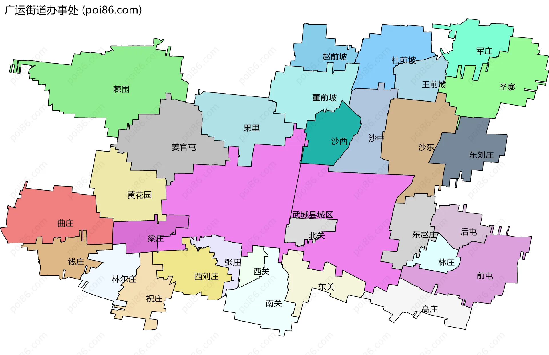 广运街道办事处边界地图(五级行政区划)