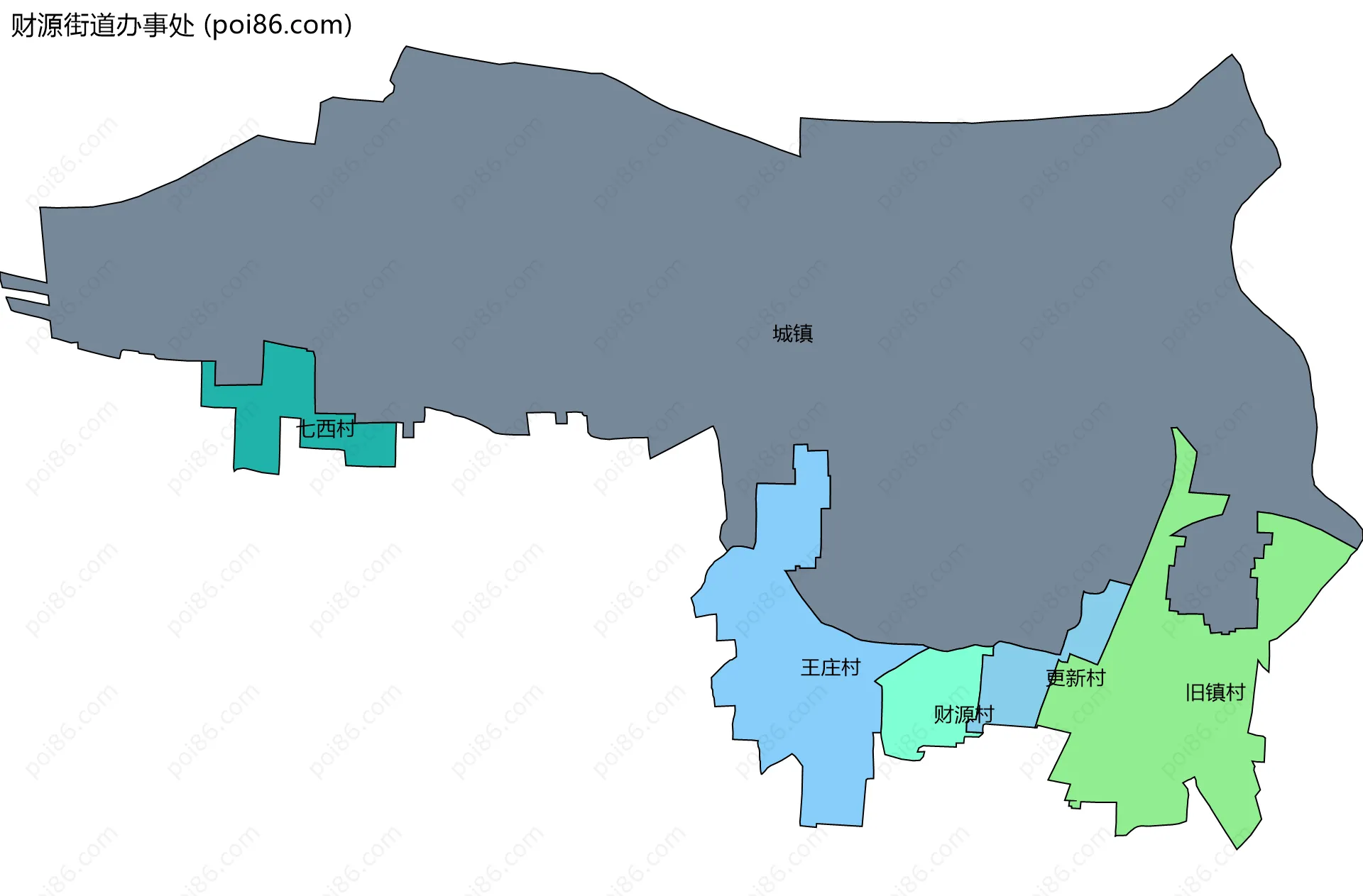 财源街道办事处边界地图(五级行政区划)