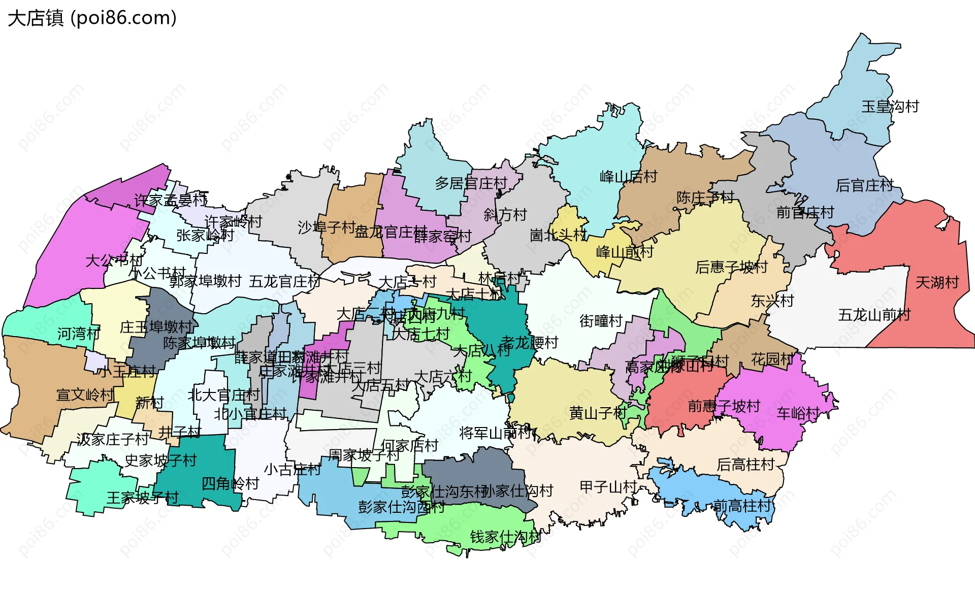 大店镇边界地图(五级行政区划)
