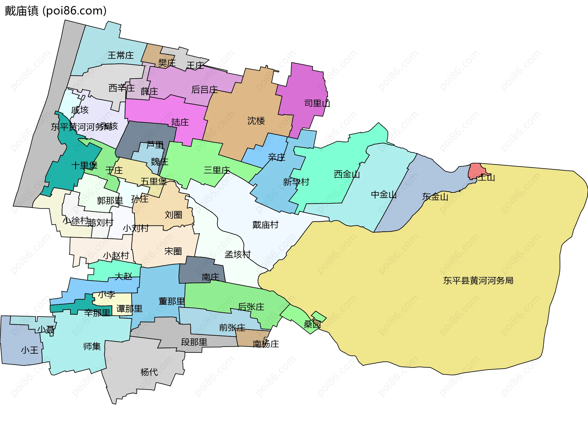 戴庙镇边界地图(五级行政区划)