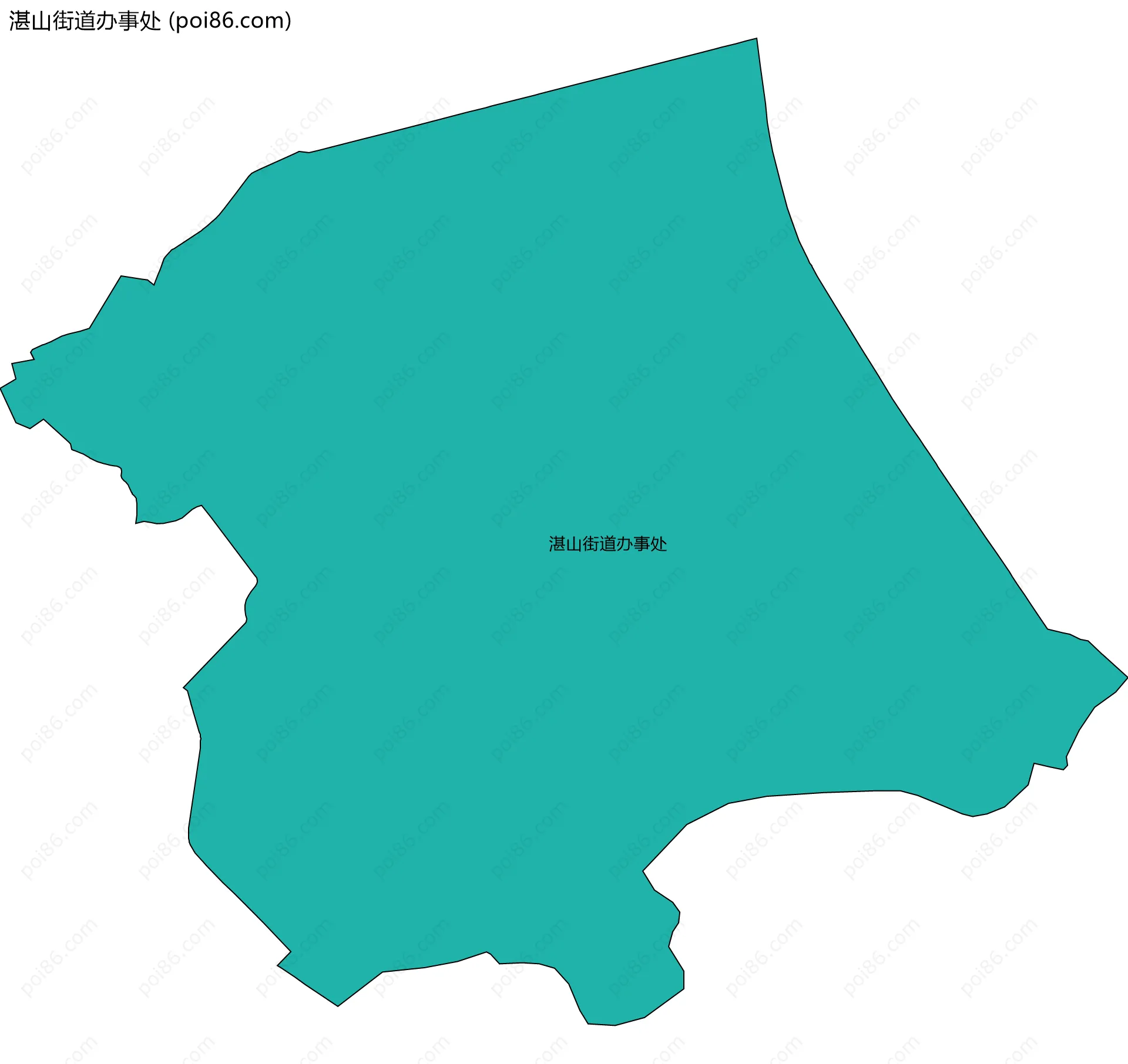 湛山街道办事处边界地图(五级行政区划)