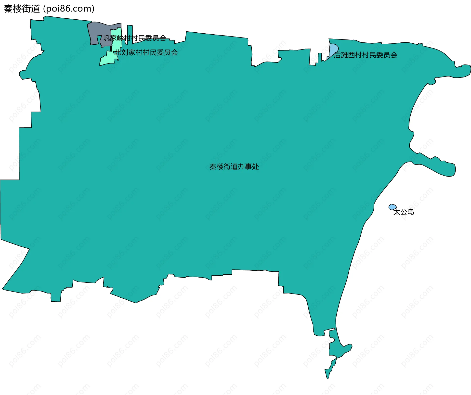 秦楼街道边界地图(五级行政区划)