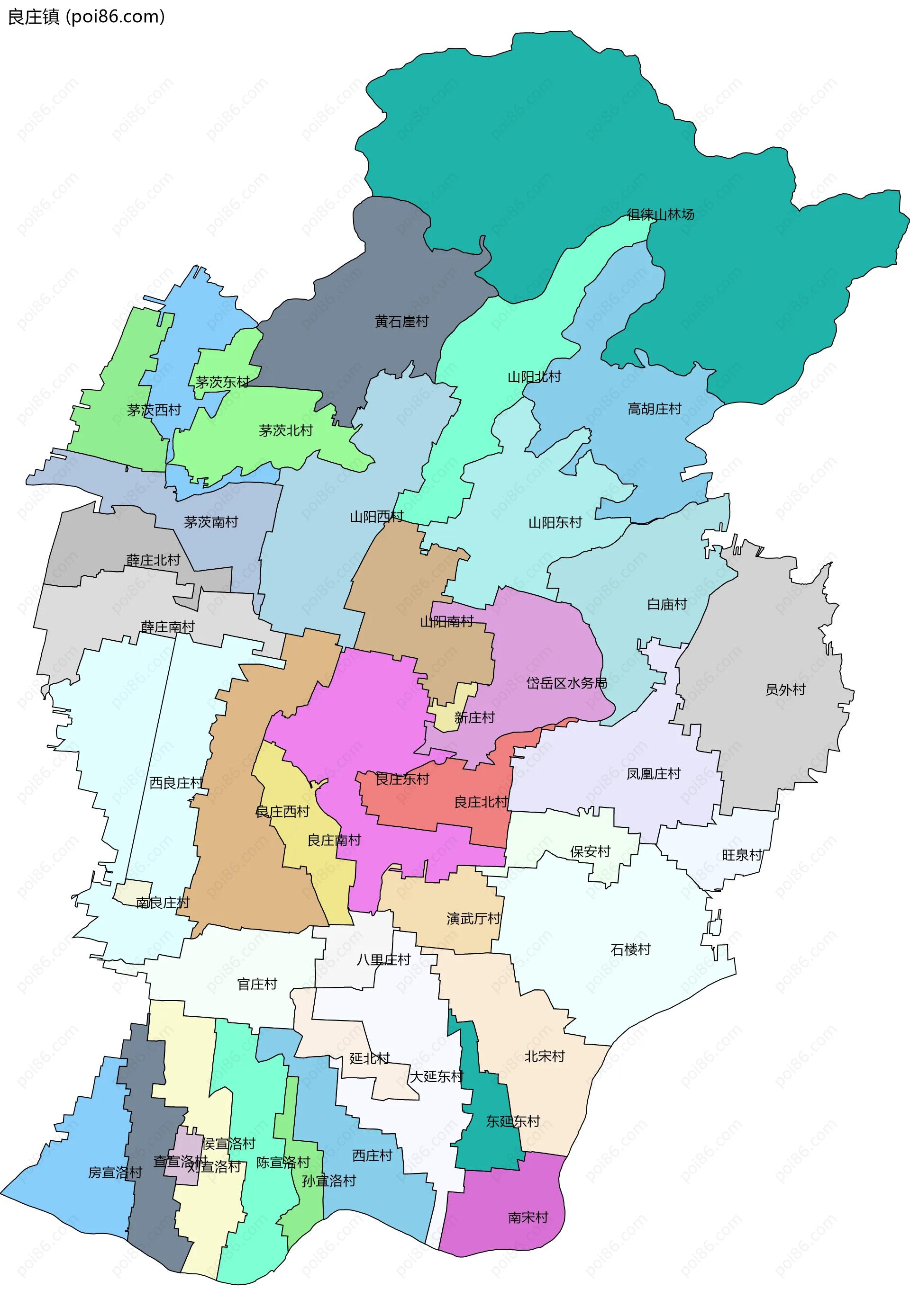 良庄镇边界地图(五级行政区划)