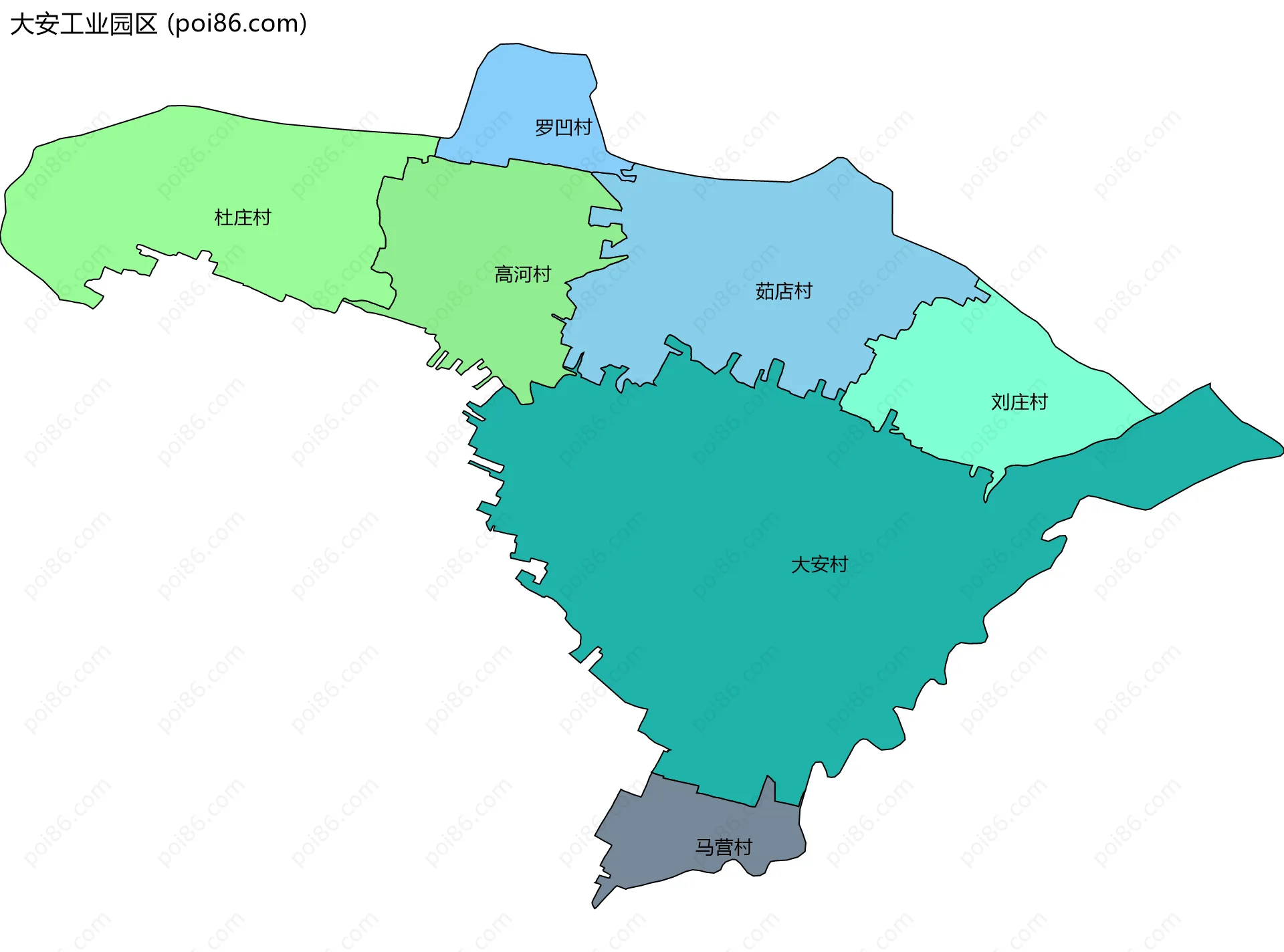 大安工业园区边界地图(五级行政区划)