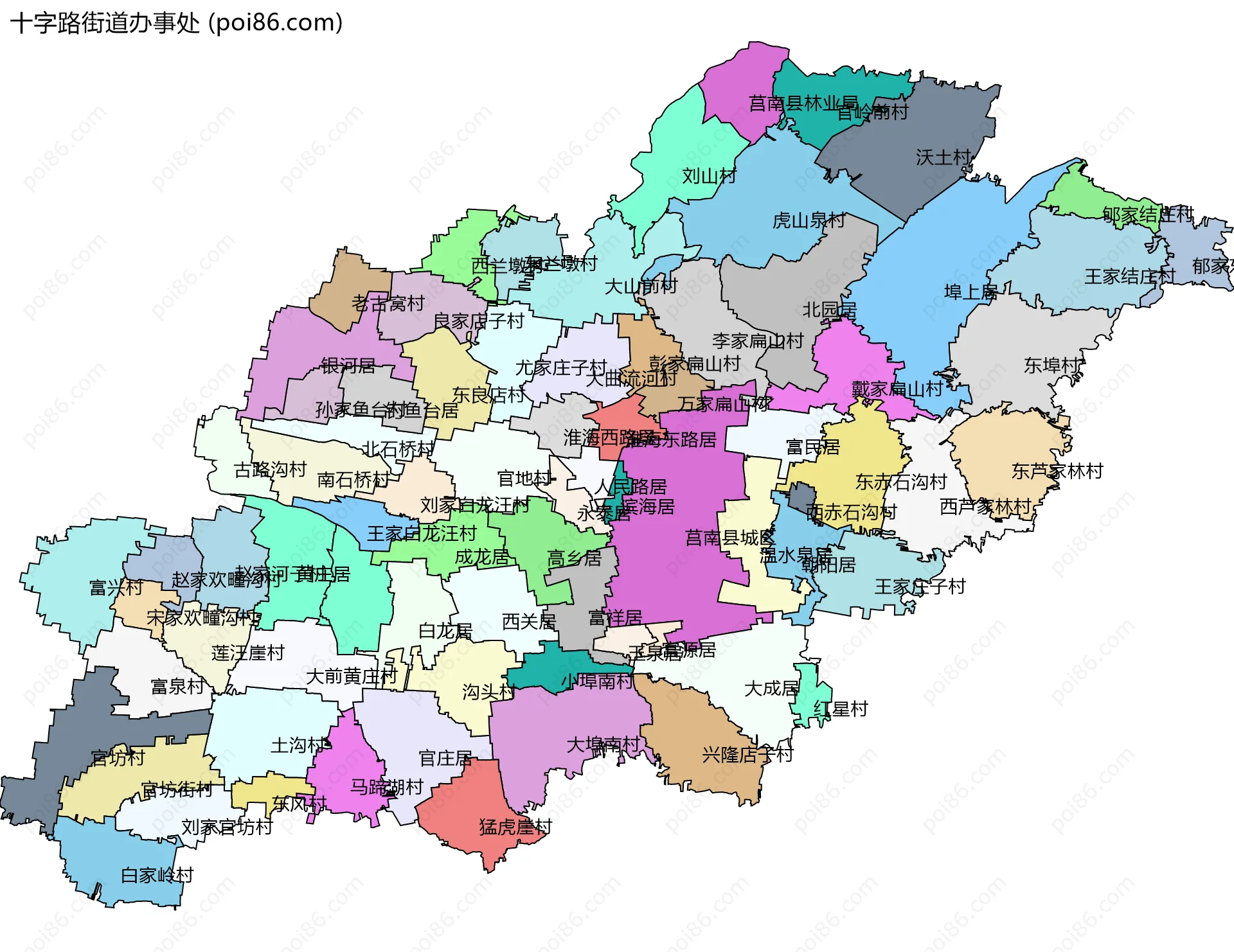 十字路街道办事处边界地图(五级行政区划)