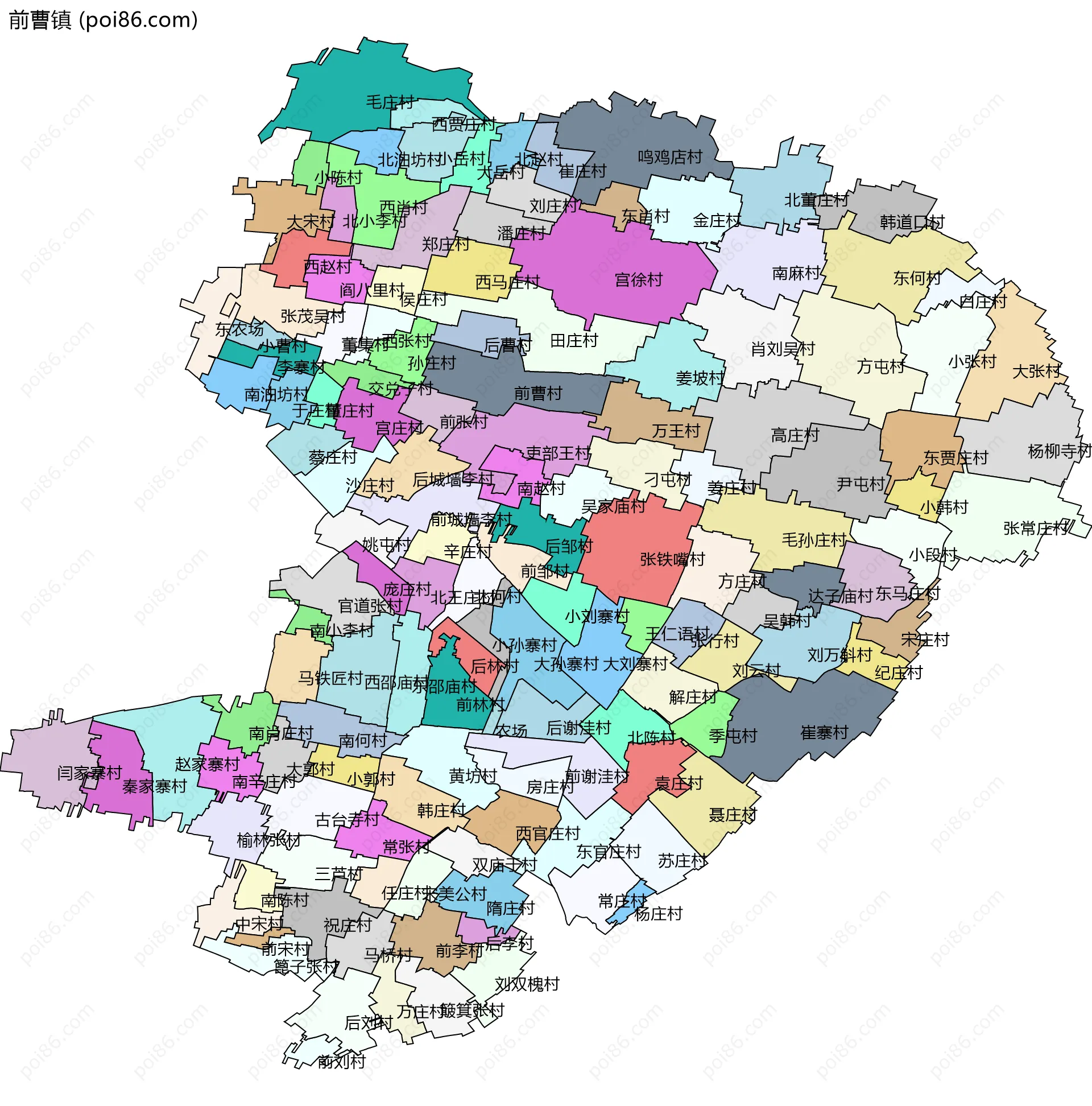 前曹镇边界地图(五级行政区划)