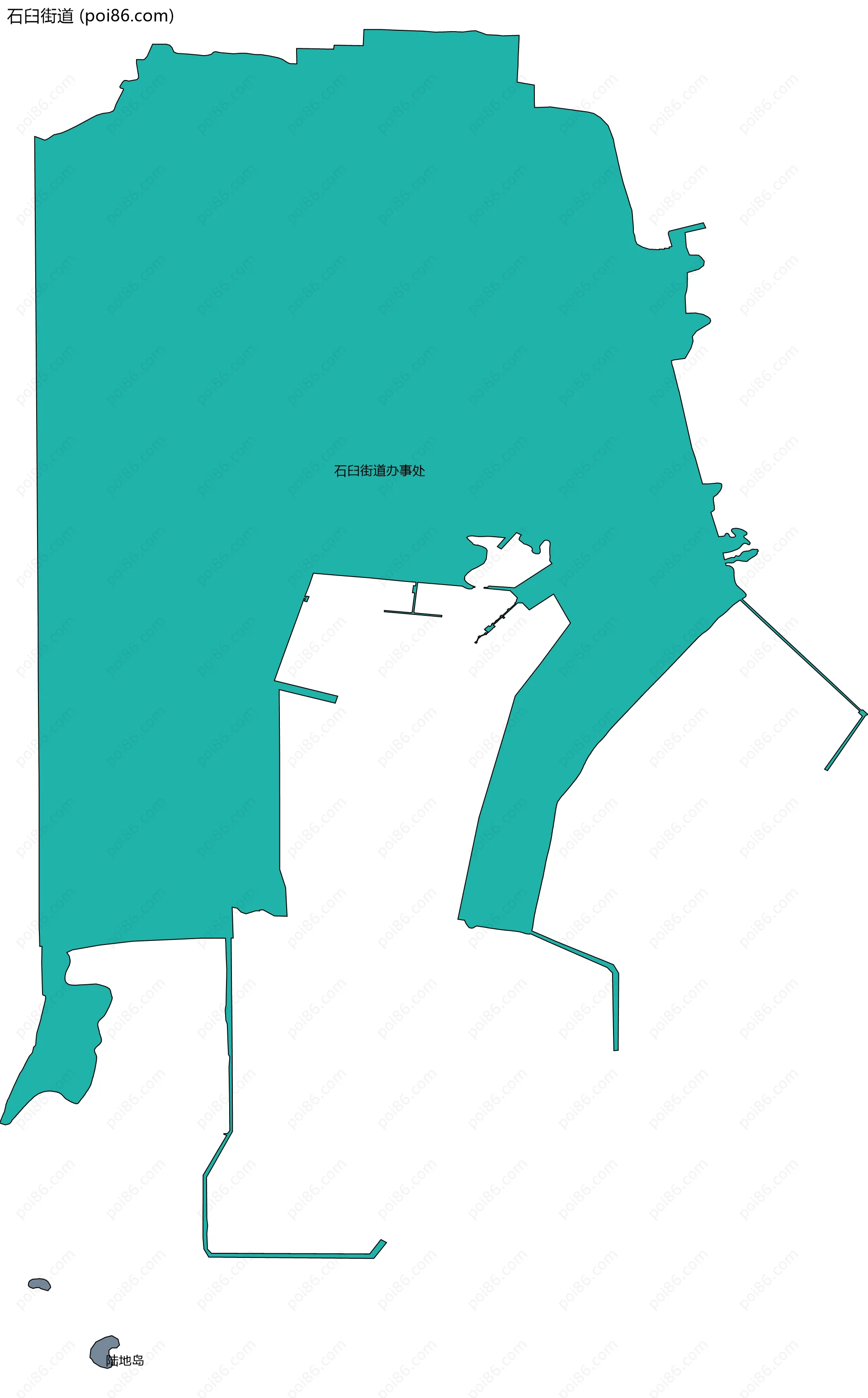 石臼街道边界地图(五级行政区划)