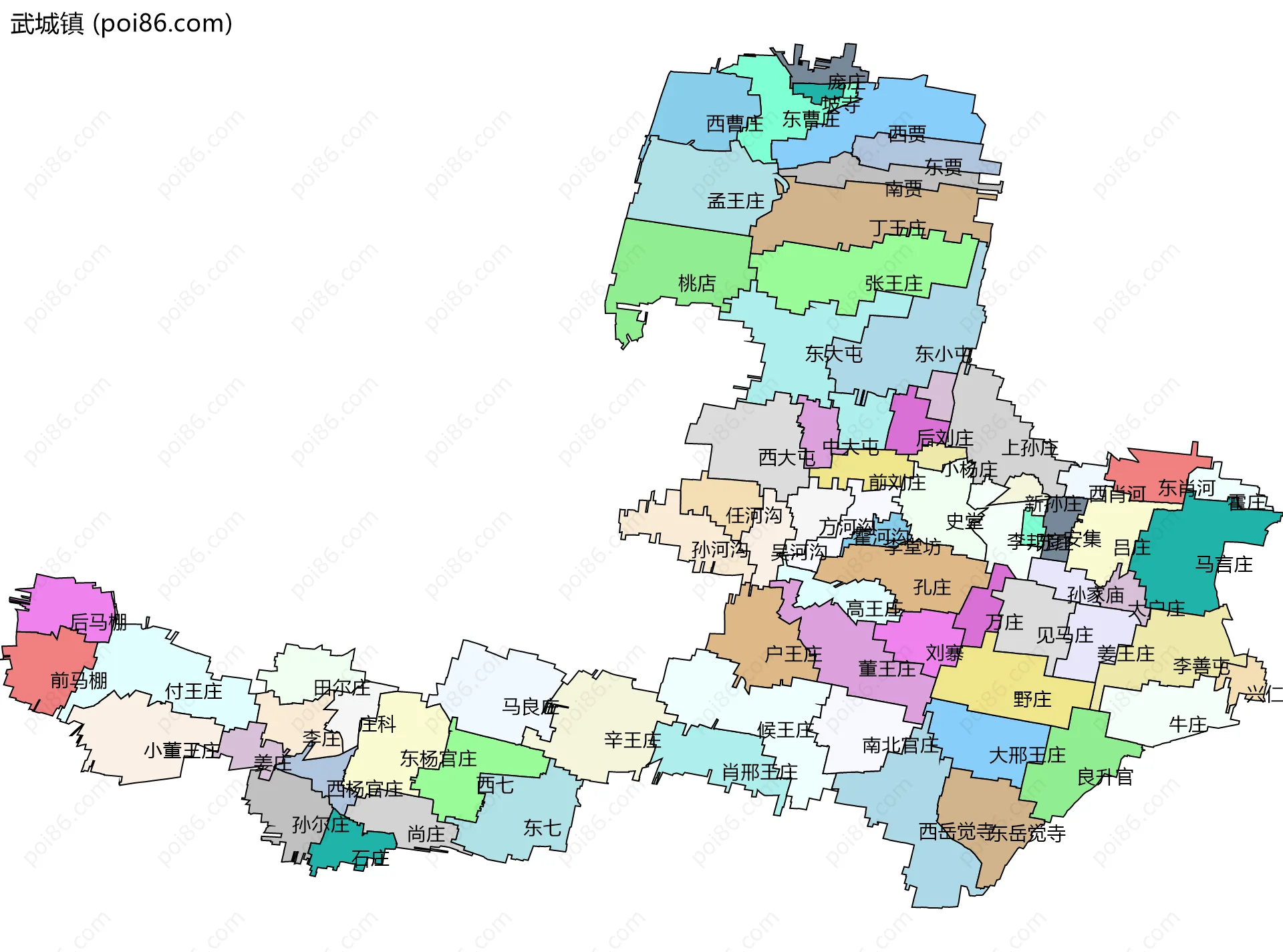 武城镇边界地图(五级行政区划)