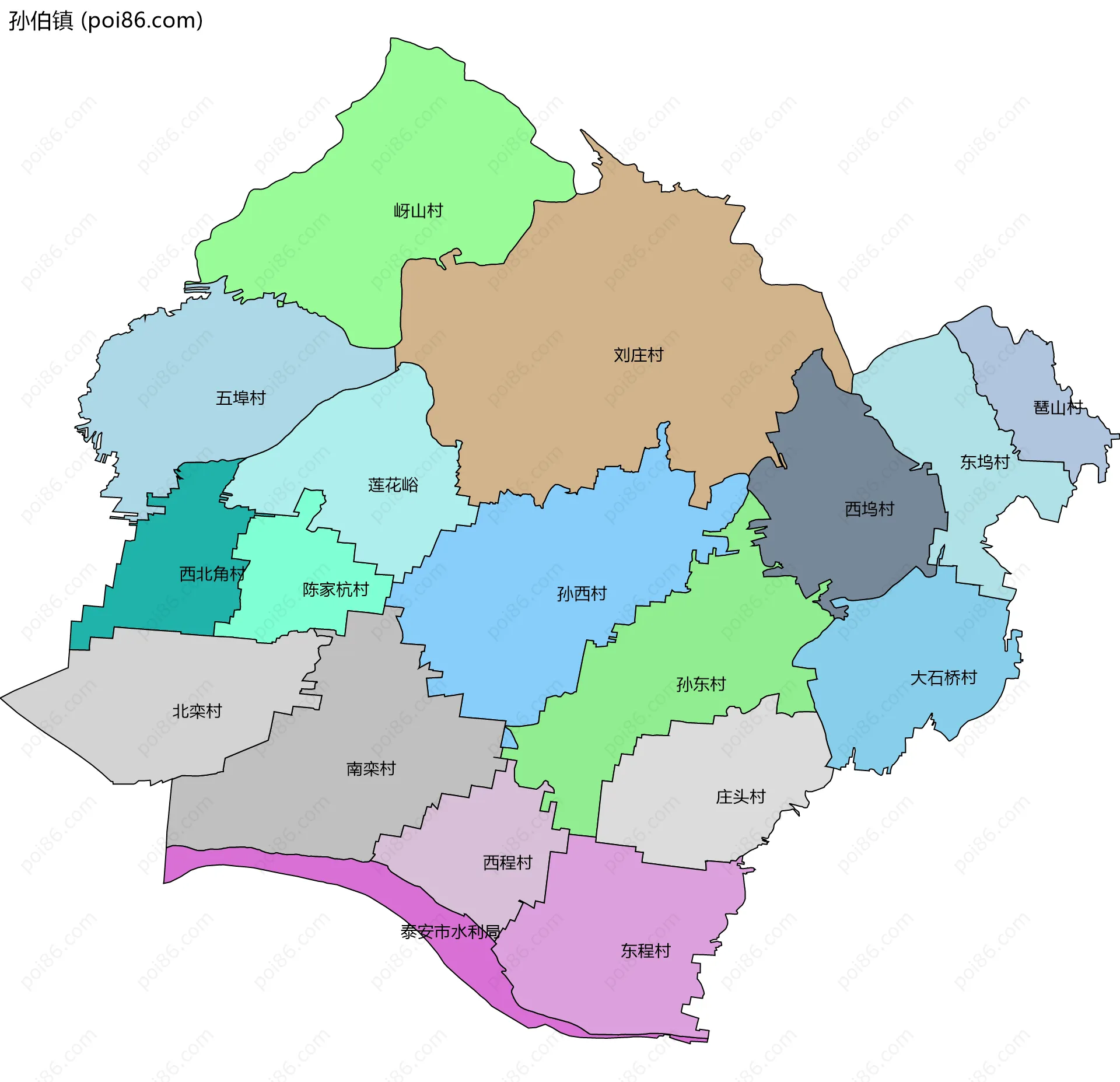 孙伯镇边界地图(五级行政区划)