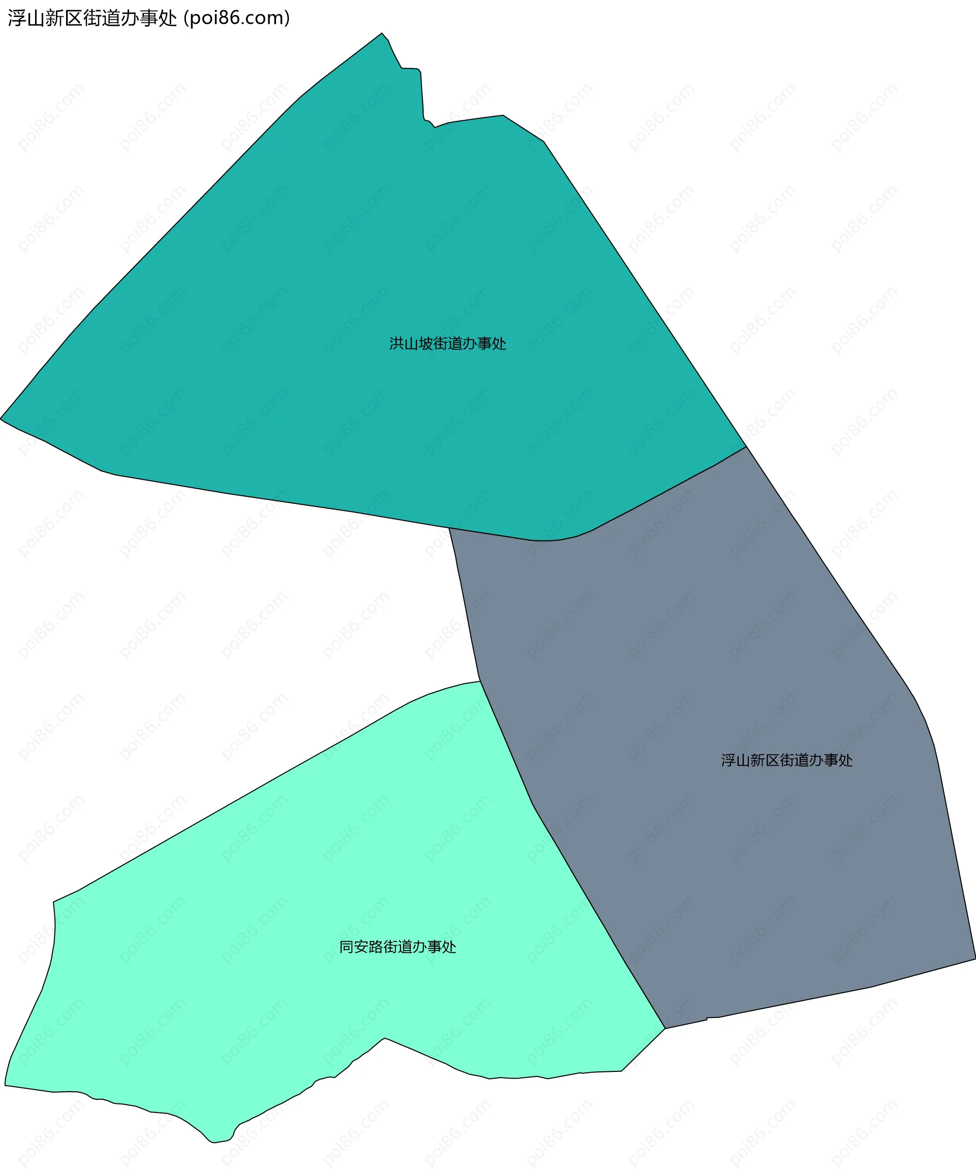 浮山新区街道办事处边界地图(五级行政区划)