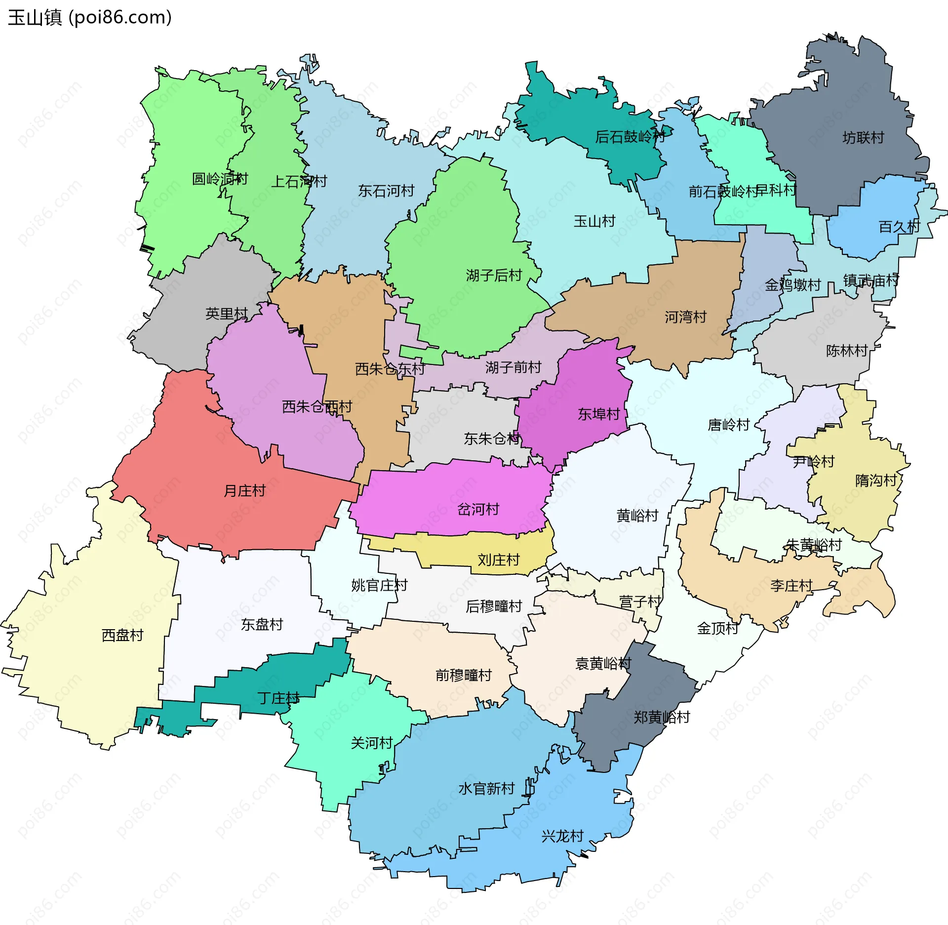 玉山镇边界地图(五级行政区划)