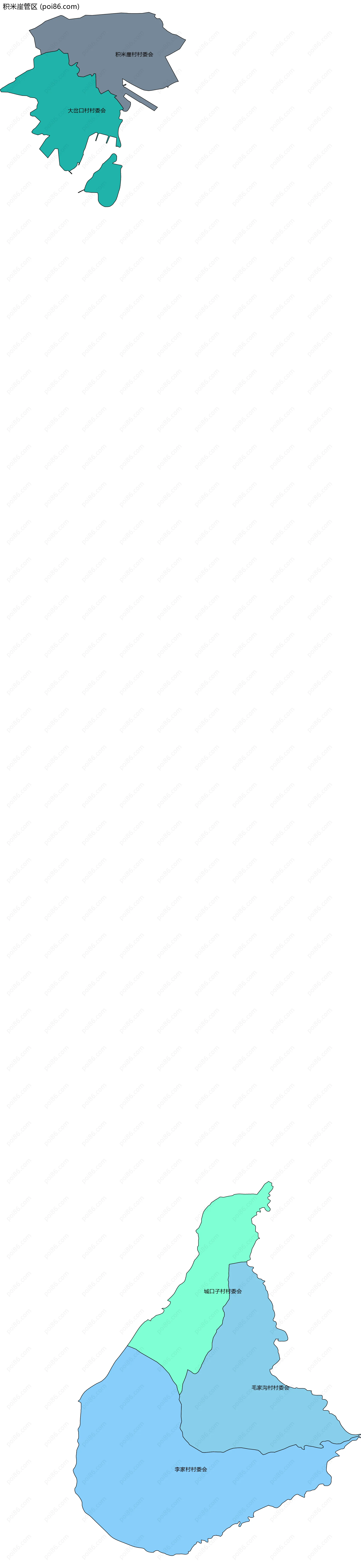 积米崖管区边界地图(五级行政区划)