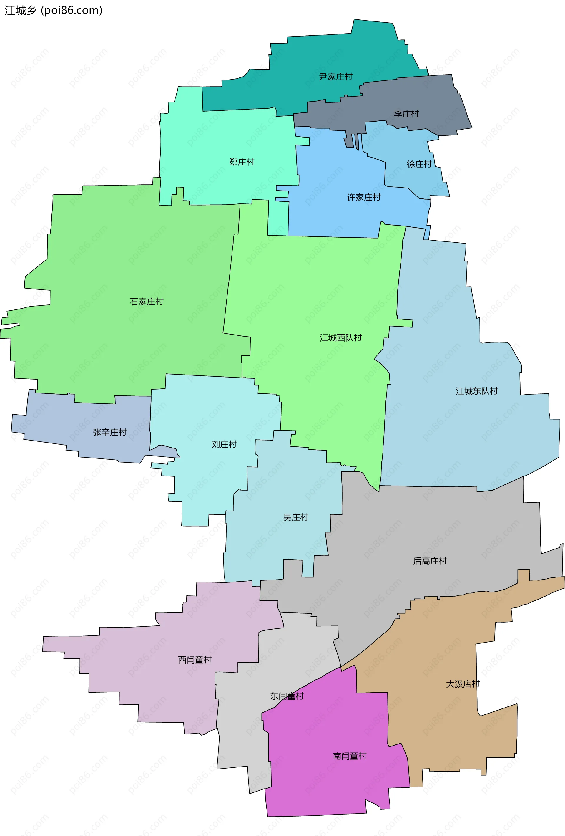 江城乡边界地图(五级行政区划)