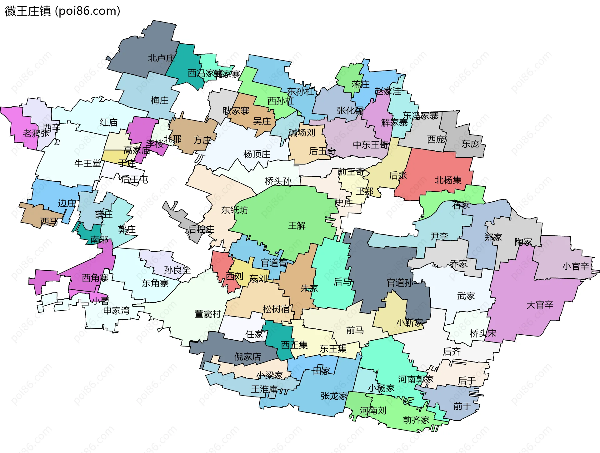 徽王庄镇边界地图(五级行政区划)