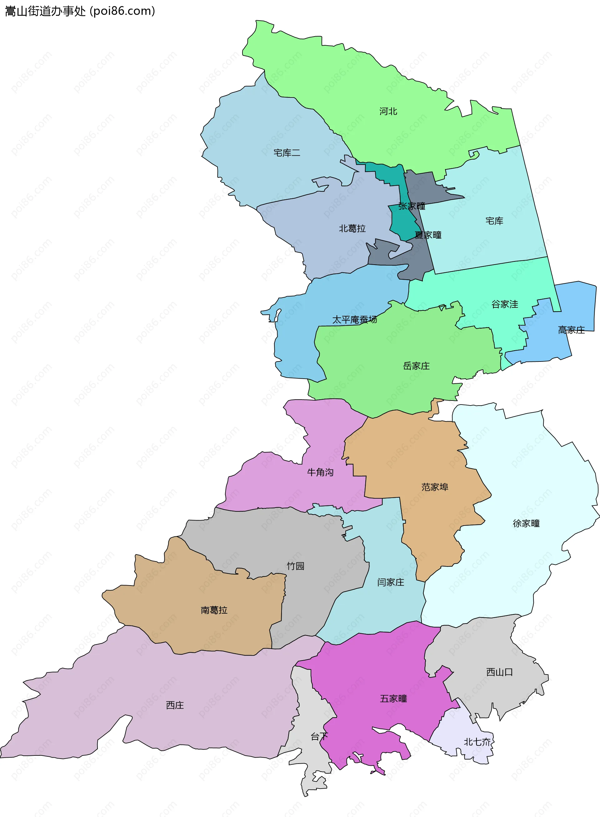 嵩山街道办事处边界地图(五级行政区划)