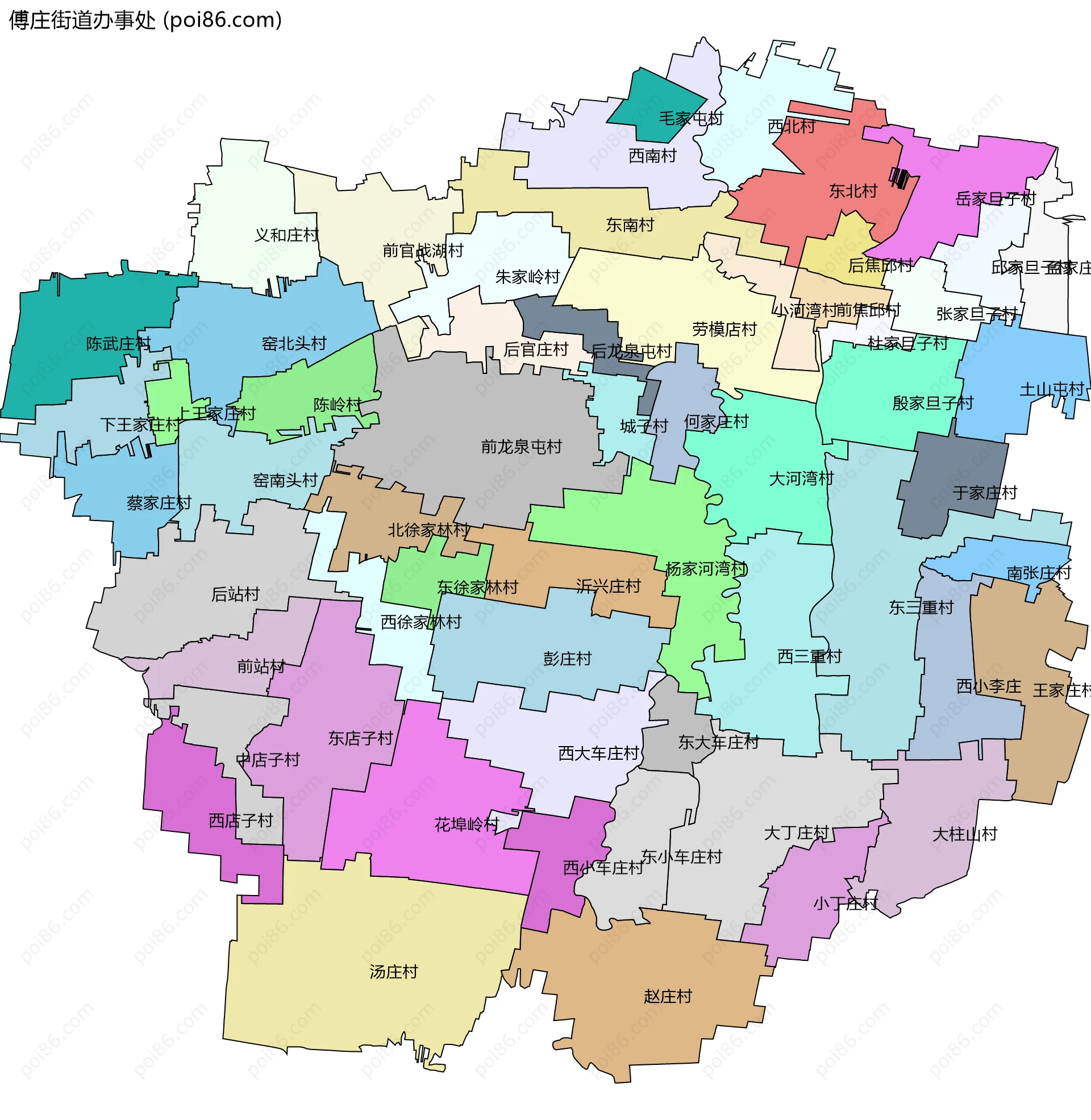 傅庄街道办事处边界地图(五级行政区划)