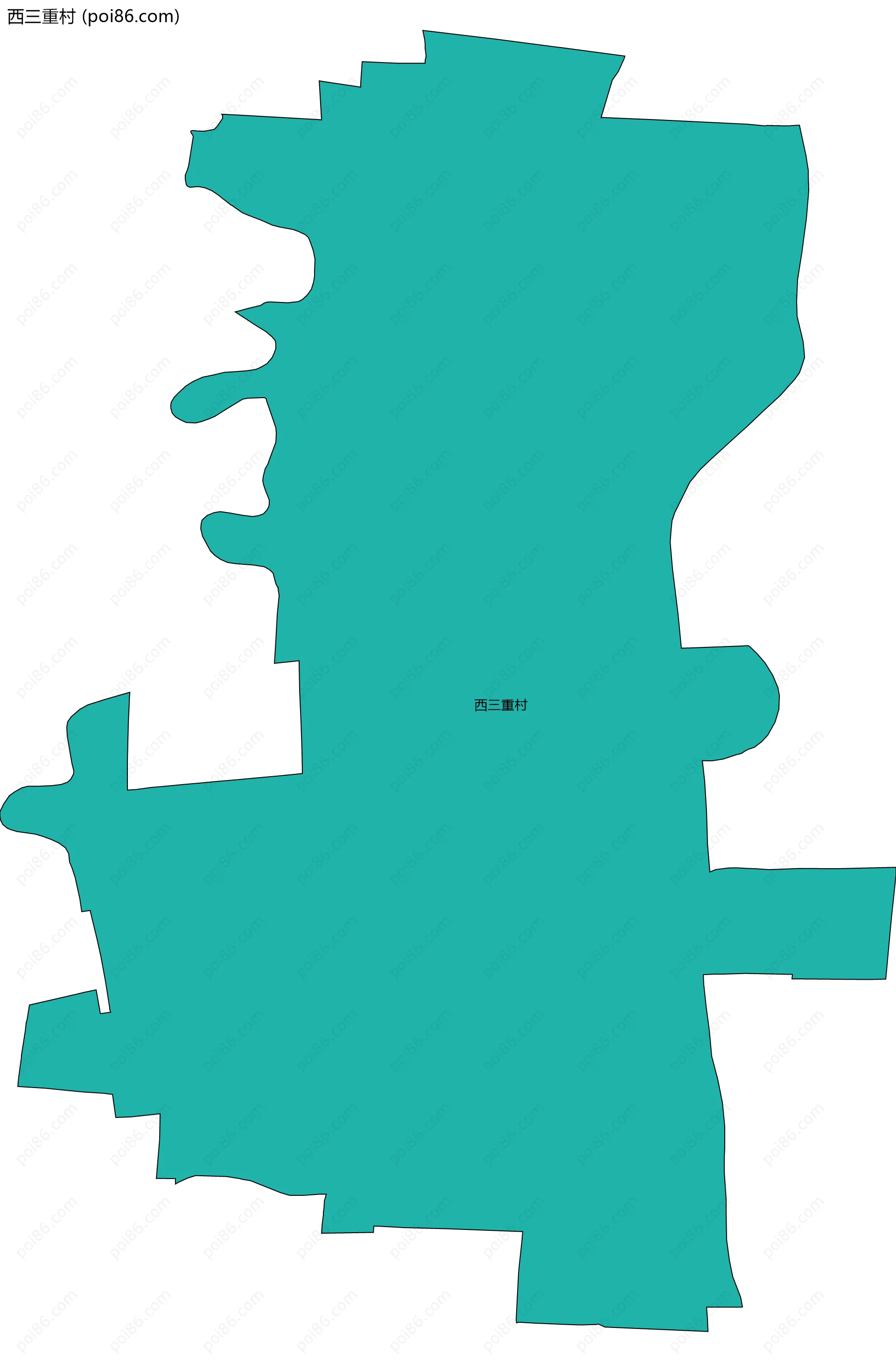 西三重村边界地图