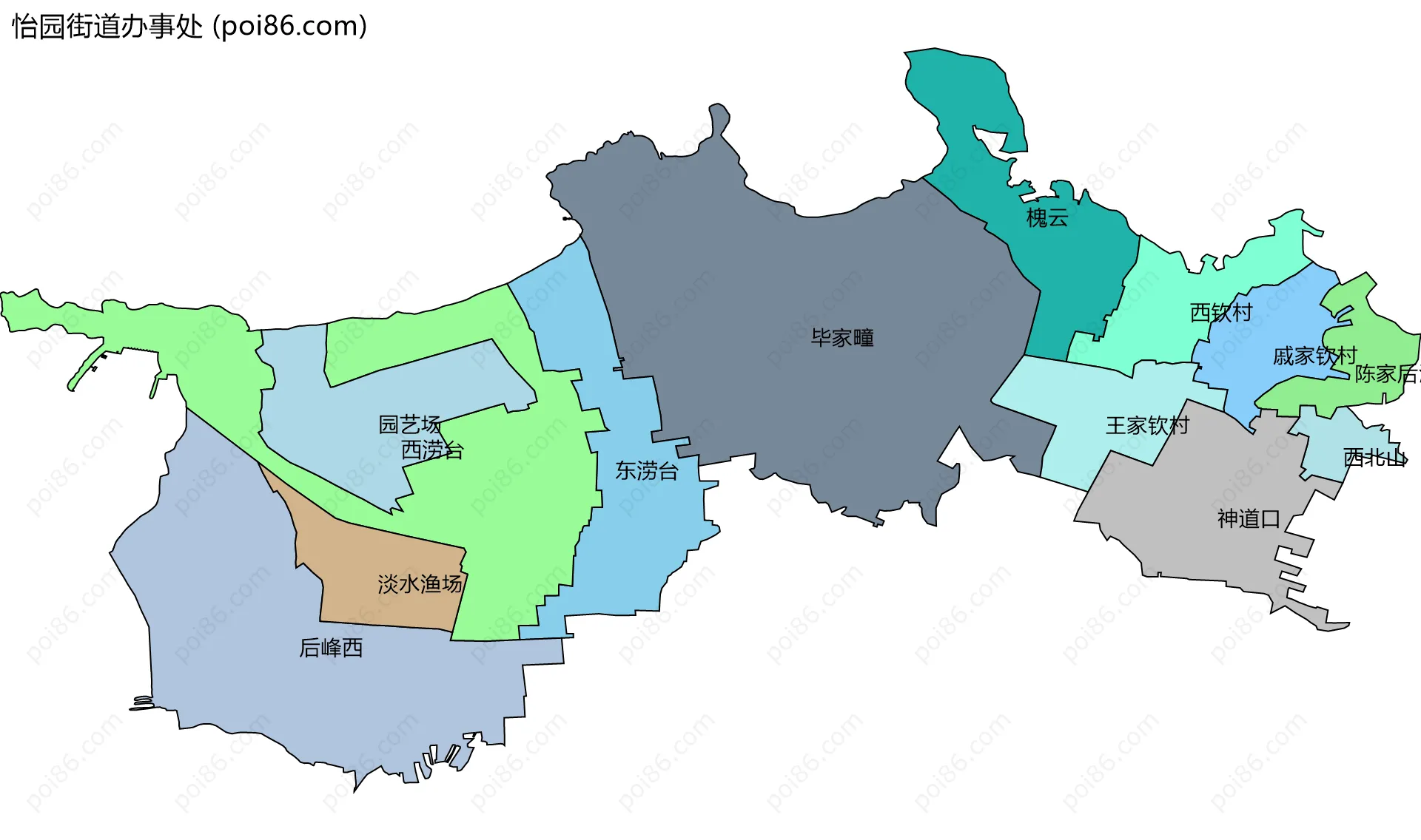 怡园街道办事处边界地图(五级行政区划)